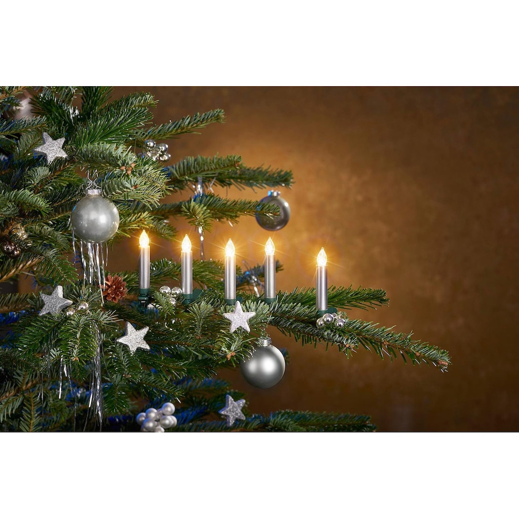 BONETTI LED-Christbaumkerzen »Weihnachtsdeko rot aussen, Christbaumschmuck«, kabellos, 25 Kerzen plus Zubehör