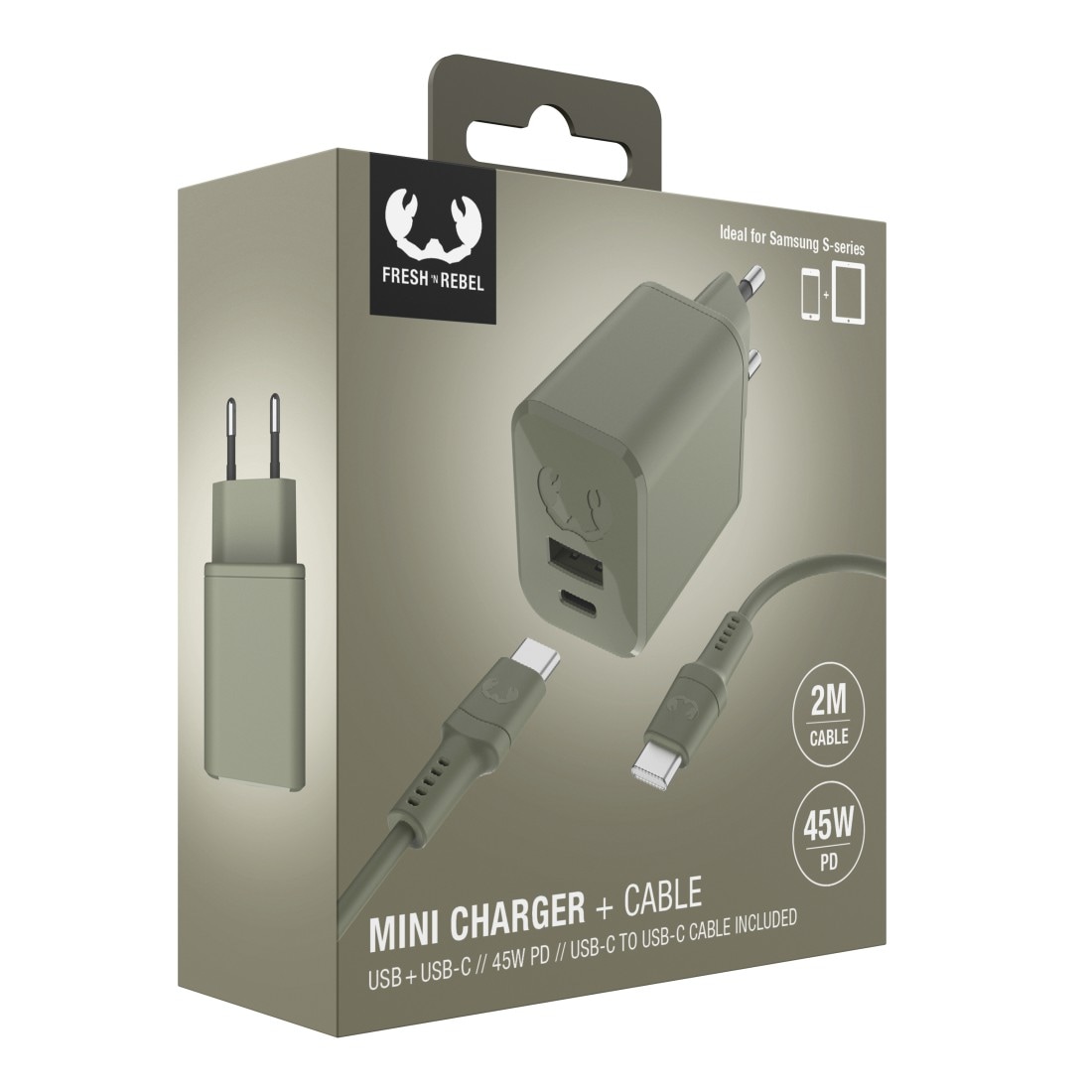 Fresh´n Rebel Schnelllade-Gerät »Mini-Charger USB-C- und USB-A, PD 45W, USB-C-Kabel 2m«, (2 St.)