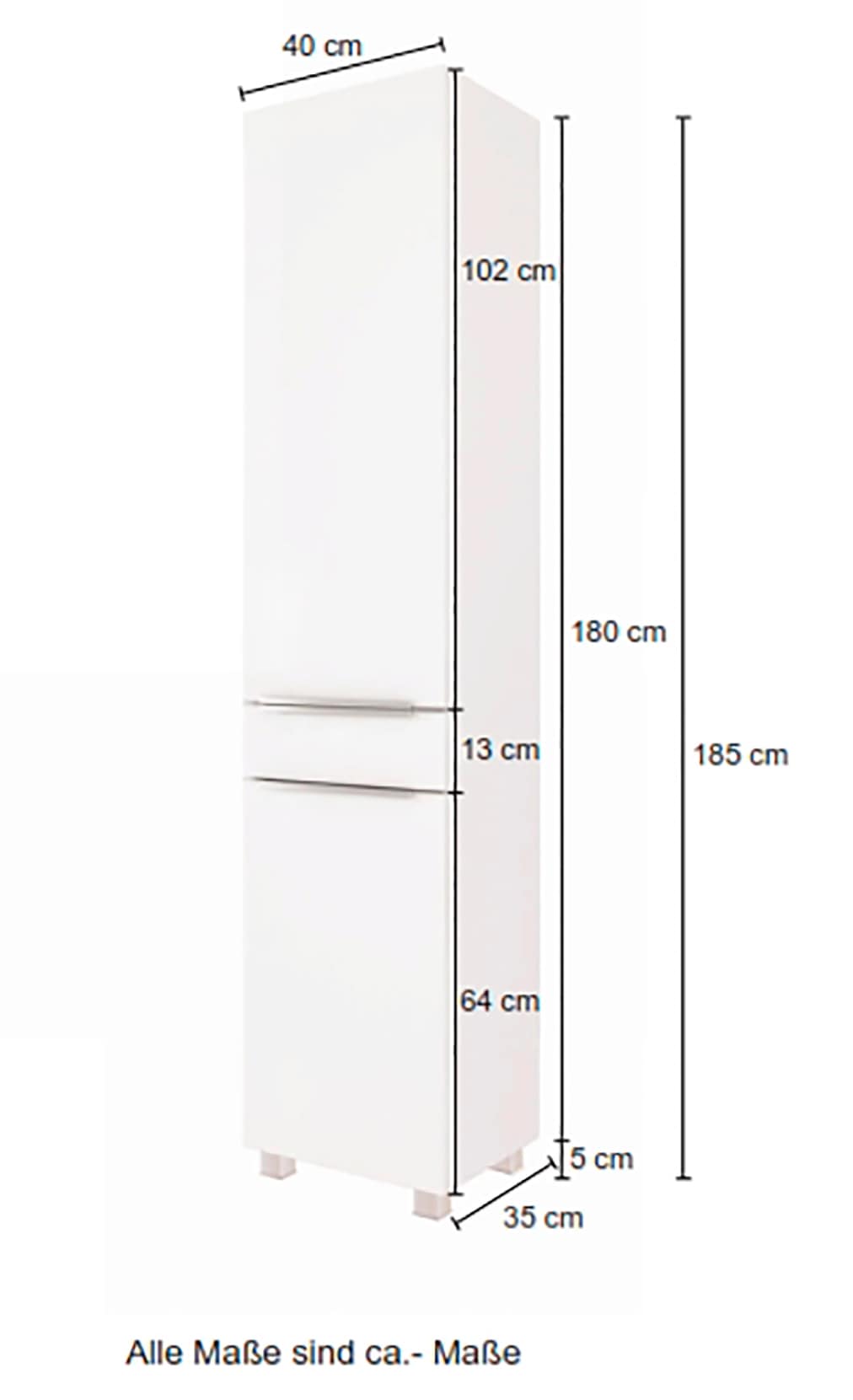 welltime Seitenschrank »Matera«, Breite 40 cm, hochwertige matte MDF-Fronten und Softclose-Funktion