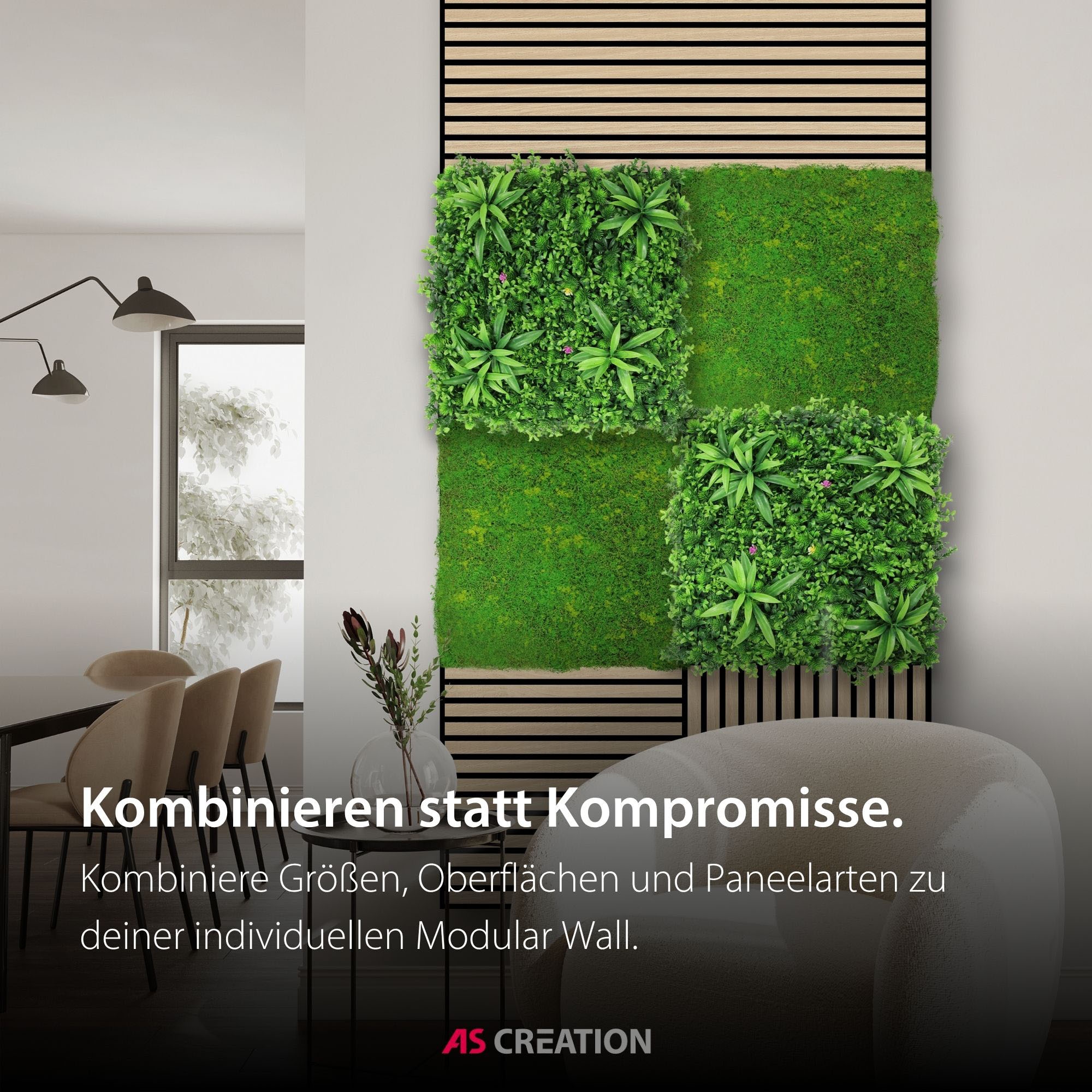 Architects Paper Wandpaneel »A.S. Création Modular Wall Wandpaneel Pflanzenoptik« 1 tlg. Kunstpflanzen auf rPET-Filz für farbstarke botanische 3D-Wände