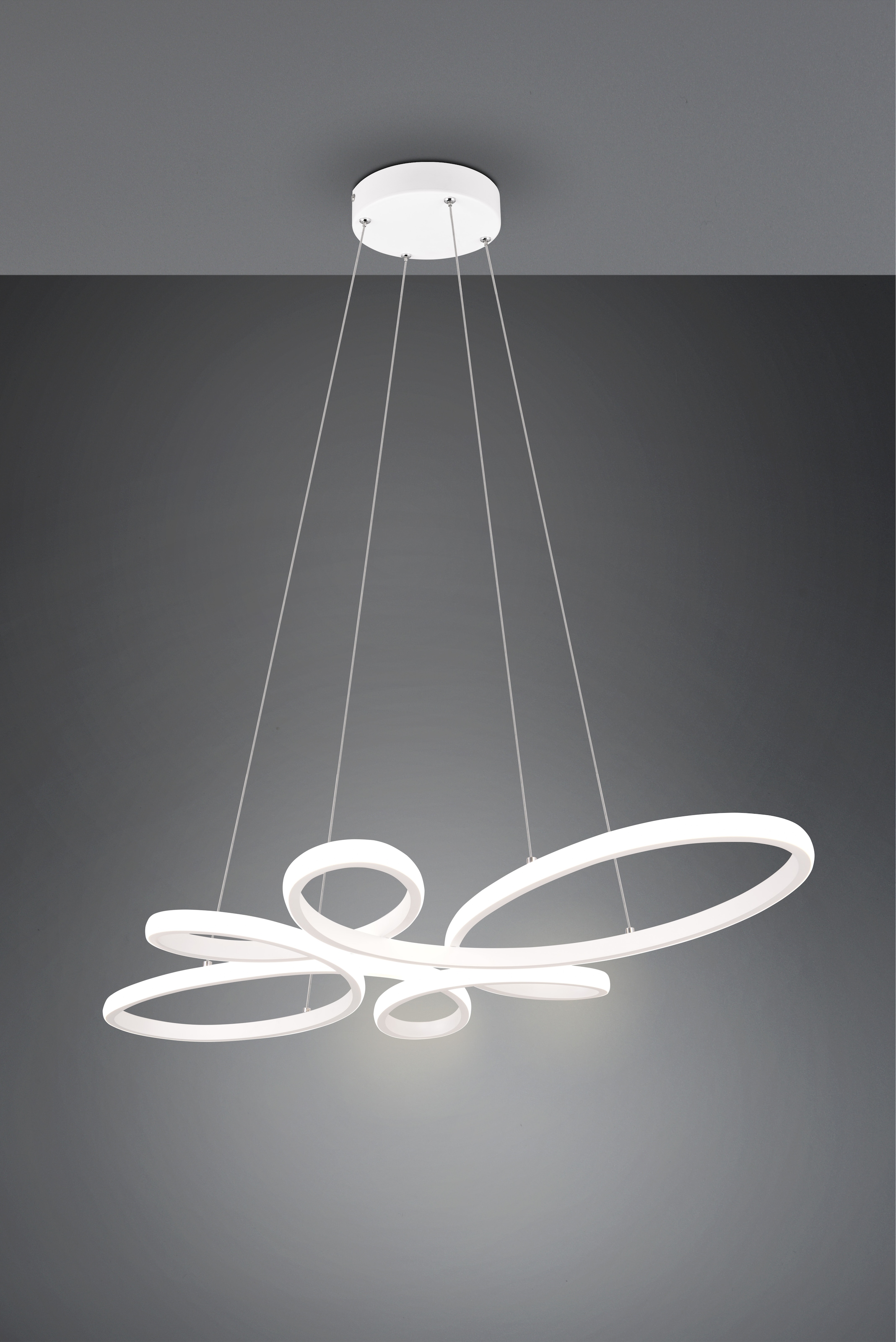 TRIO Leuchten LED Pendelleuchte »FLY, Hängelampe LED 32W 3900 Lumen kaltweiß 4000K 3-Stufen dimmbar« LED-Board 1 Stk. Kaltweiß höhenverstellbar: max 150cm, Maße 83x45 cm, Hängeleuchte Küche Wohnen