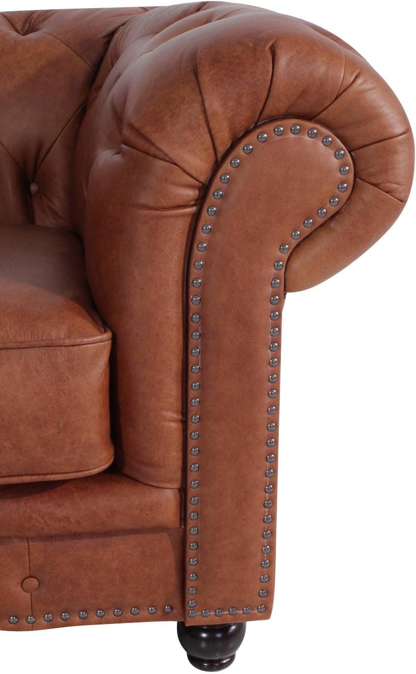 Max Winzer® Chesterfield-Sessel »Old England, Loungesessel, bequem, mit tollen Details«, Ledersessel mit Knopfheftung & Ziernägeln