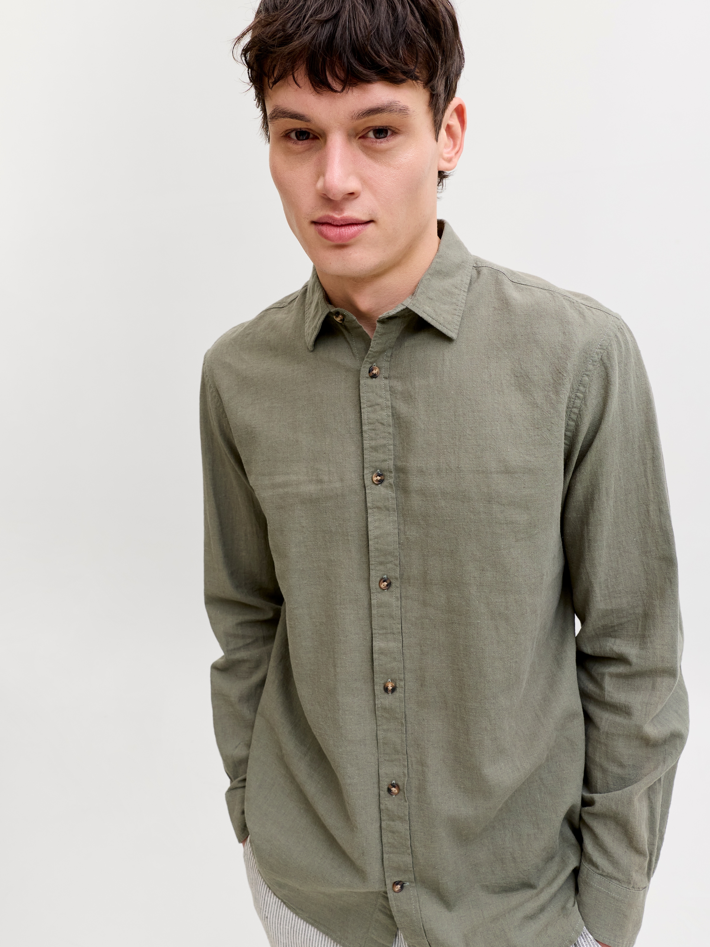 Jack & Jones Langarmhemd »JJESUMMER LINEN BLEND SHIRT L/S SN« Baumwollmischung, regular fit