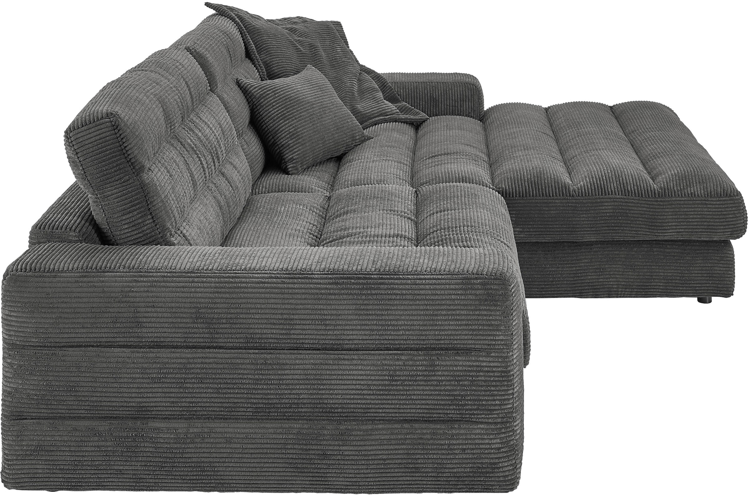 3C Candy Ecksofa »Stripes Mega-Sofa, bequem und komfortabel, L-Form«, Lose Rückenkissen, mit feiner Quersteppung, Cord-Bezug