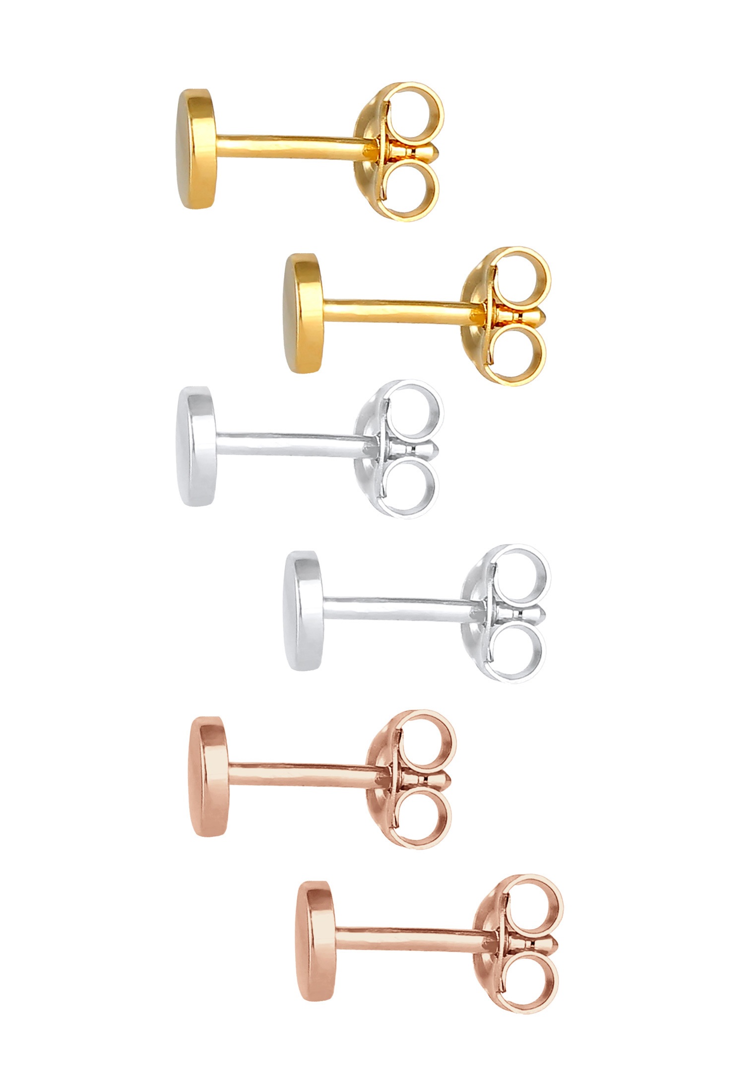 Elli Ohrstecker-Set »Ohrringe Rund Tricolor (Set, 6tlg.) 925 Silber vergoldet«