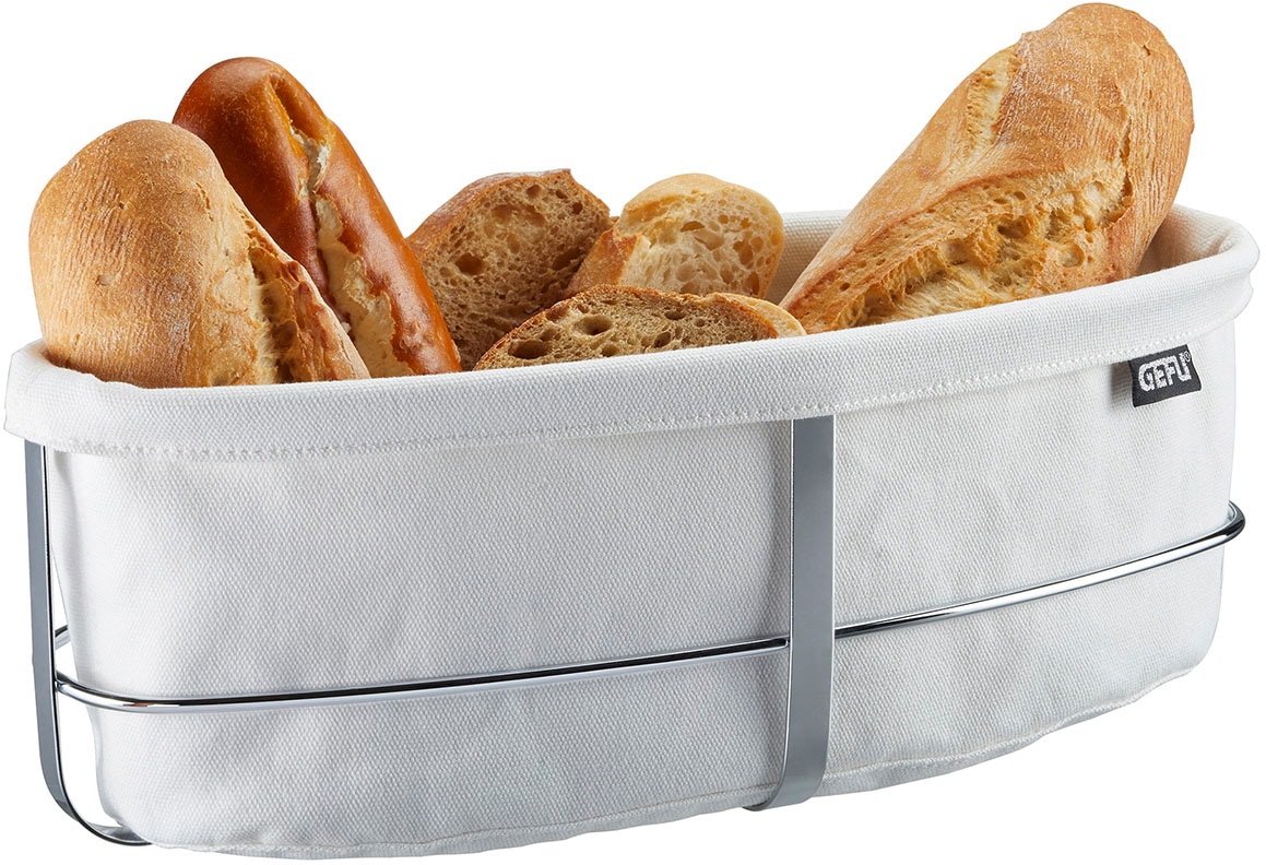 Brotkorb »BRUNCH oval«, (1 tlg., Edelstahl Rahmen, Baumwolleeinsatz), perfekt für Brot...