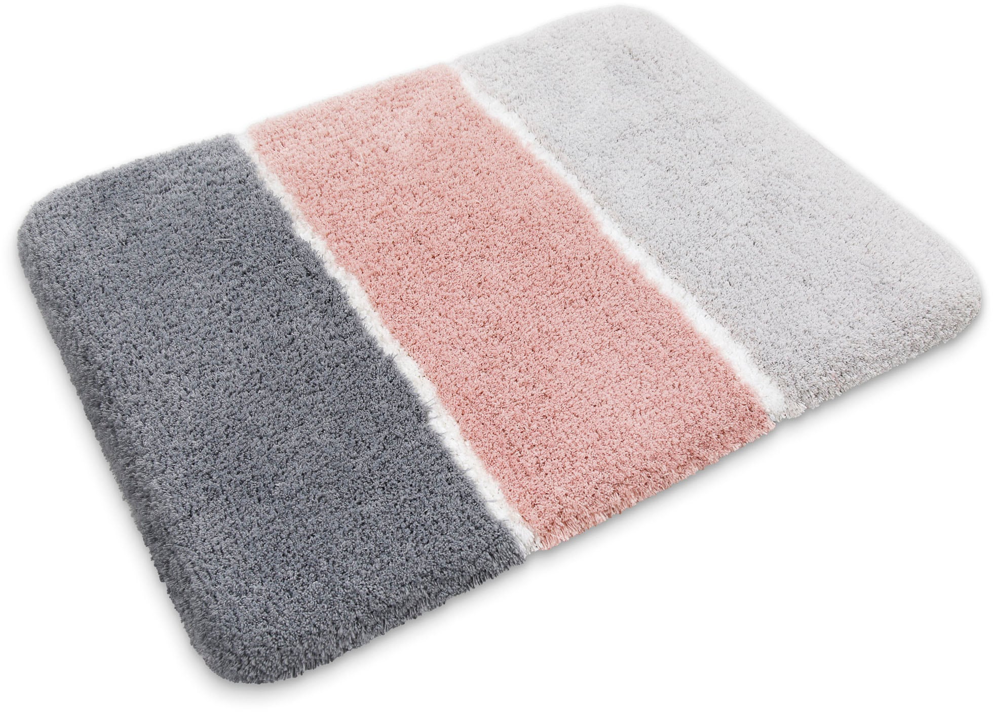 Homie Living Badematte »Rio Marina« Höhe 30 mm rutschhemmend beschichtet fußbodenheizungsgeeignet | schnell trocknend flauschiger Badteppich, modern gestreift, waschbar, Badezimmerteppich