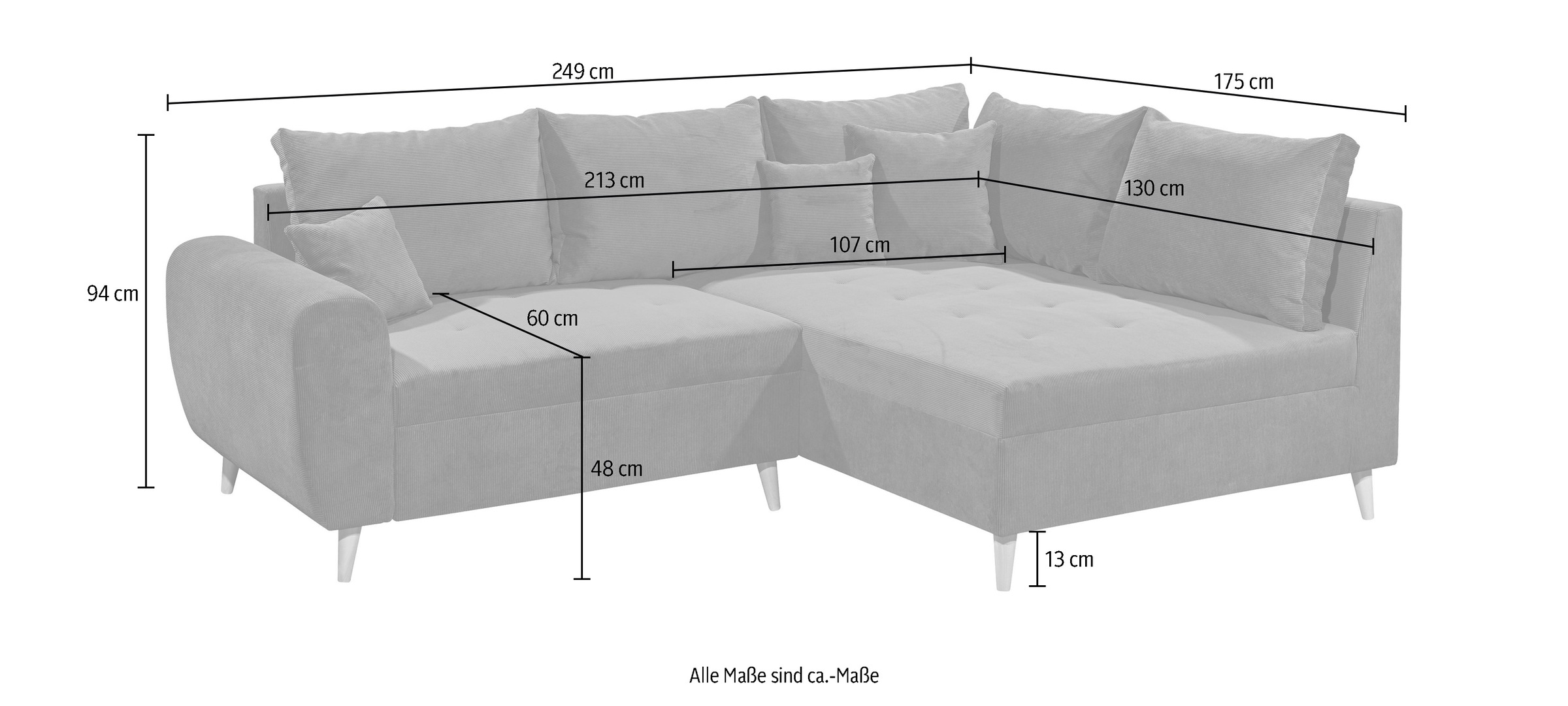 ED EXCITING DESIGN Ecksofa »Calanda L-Form«, mit Hocker & 3 Zierkissen