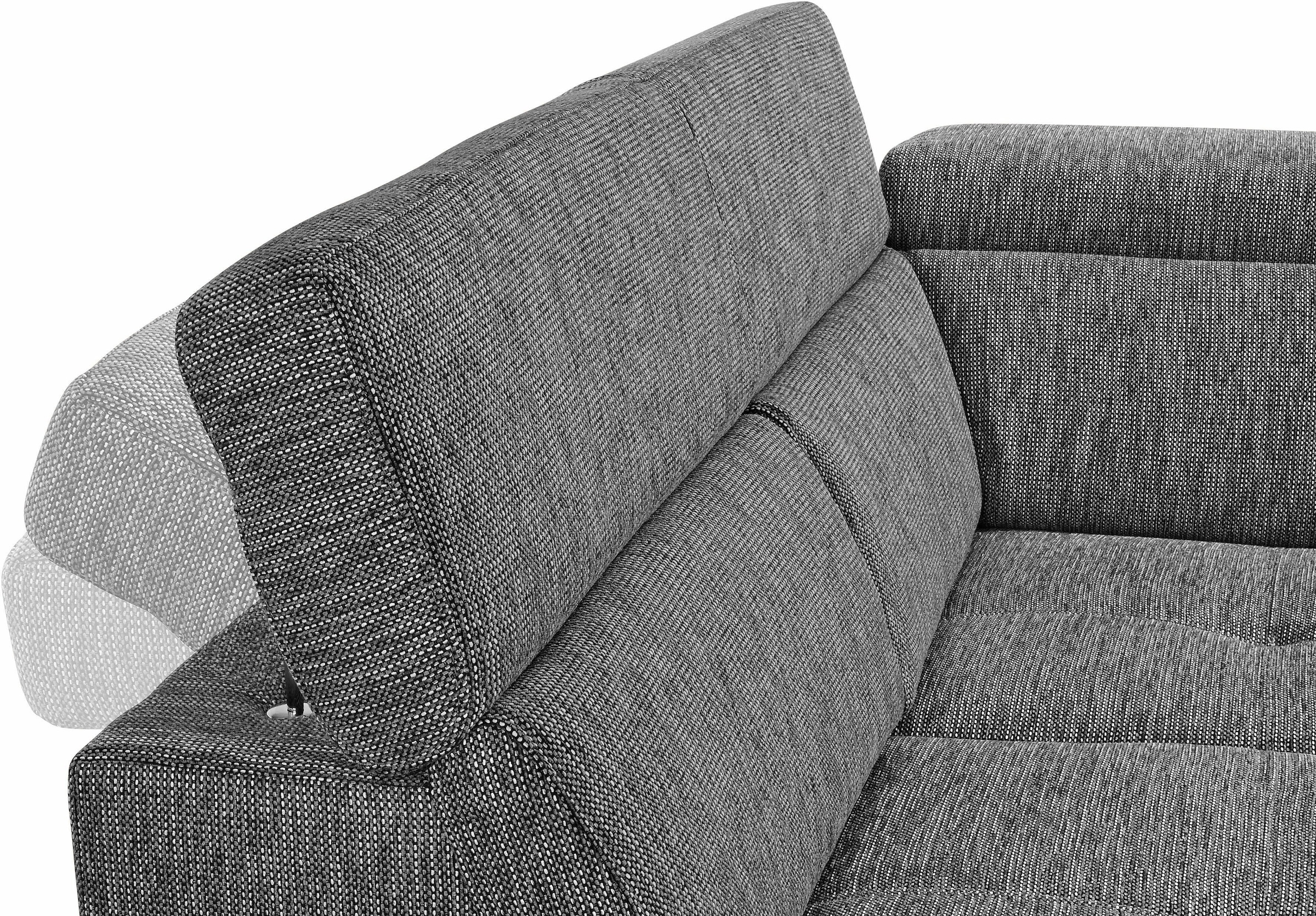 COTTA Polstergarnitur »Speedway U-Form«, (Set), Set bestehend aus: Wohnlandschaft mit Kopfteilverstellung & Hocker