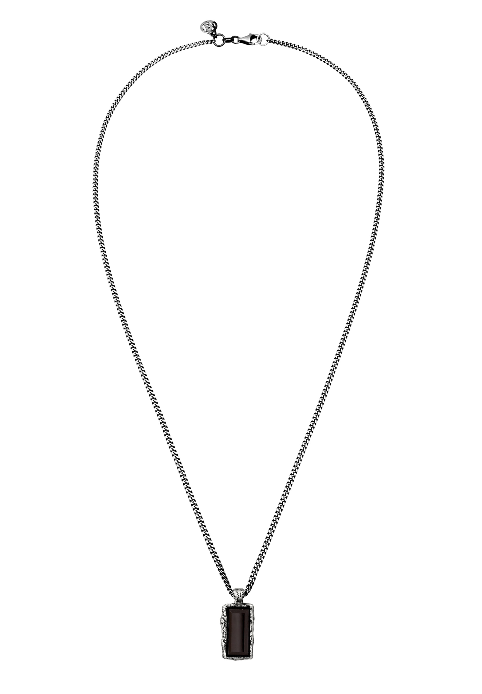 HAZE & GLORY Kette mit Anhänger »Halskette Anhänger Rechteck Onyx Schwarz 925 Sterling Silber - Bold Bar«