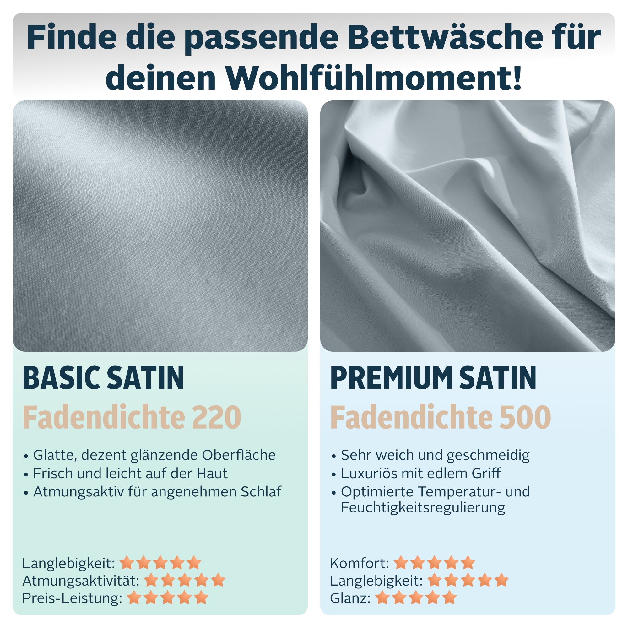 OTTO home Bettwäsche »Mila ab Gr. 135x200 cm aus 100% Baumwolle« 2 zeitlos elegante Uni Bettwäsche in verschiedenen Premium Qualitäten