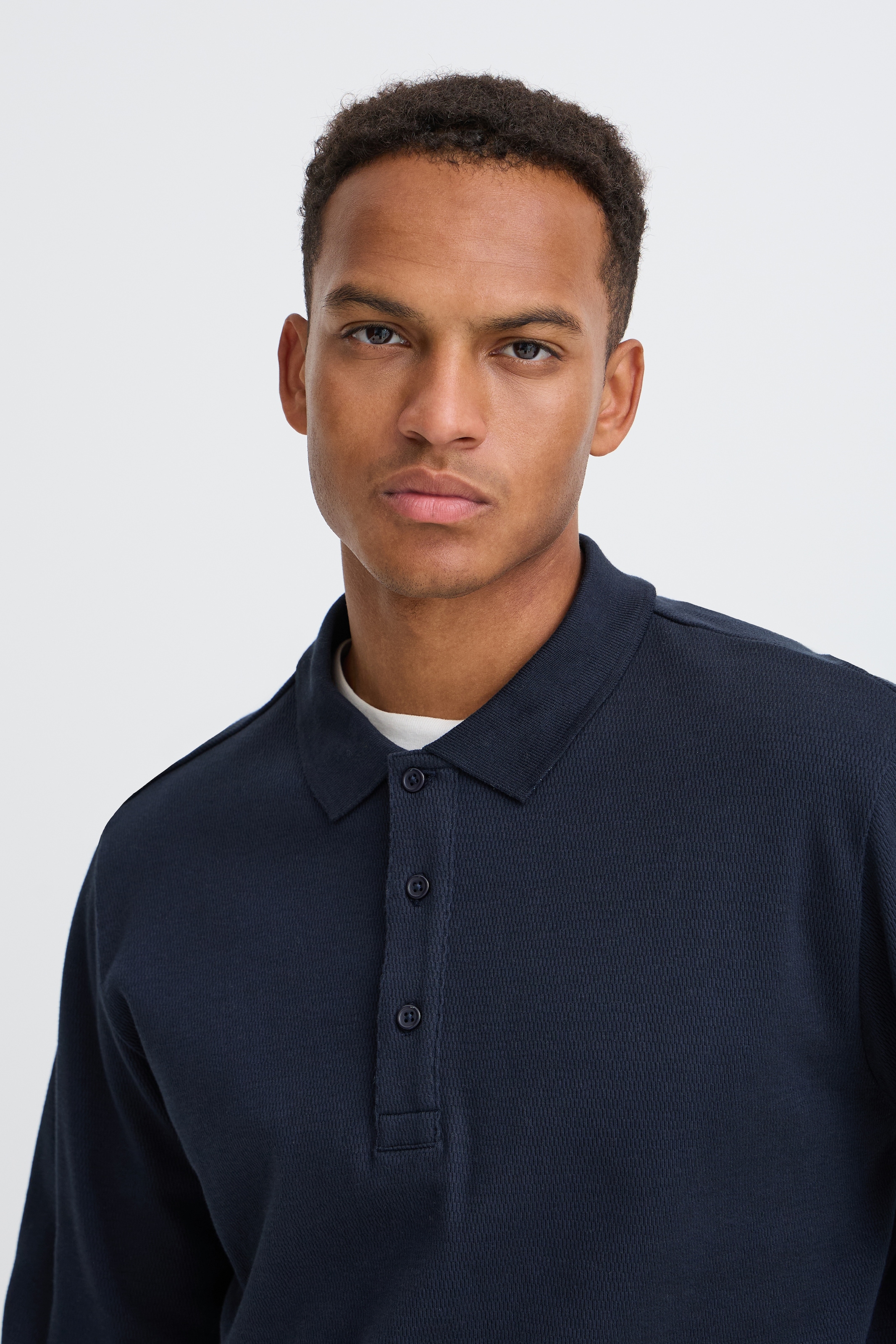 Blend Langarm-Poloshirt »BHLEWIS L/S STRUCTURE TEE« Baumwollmischung, regular fit