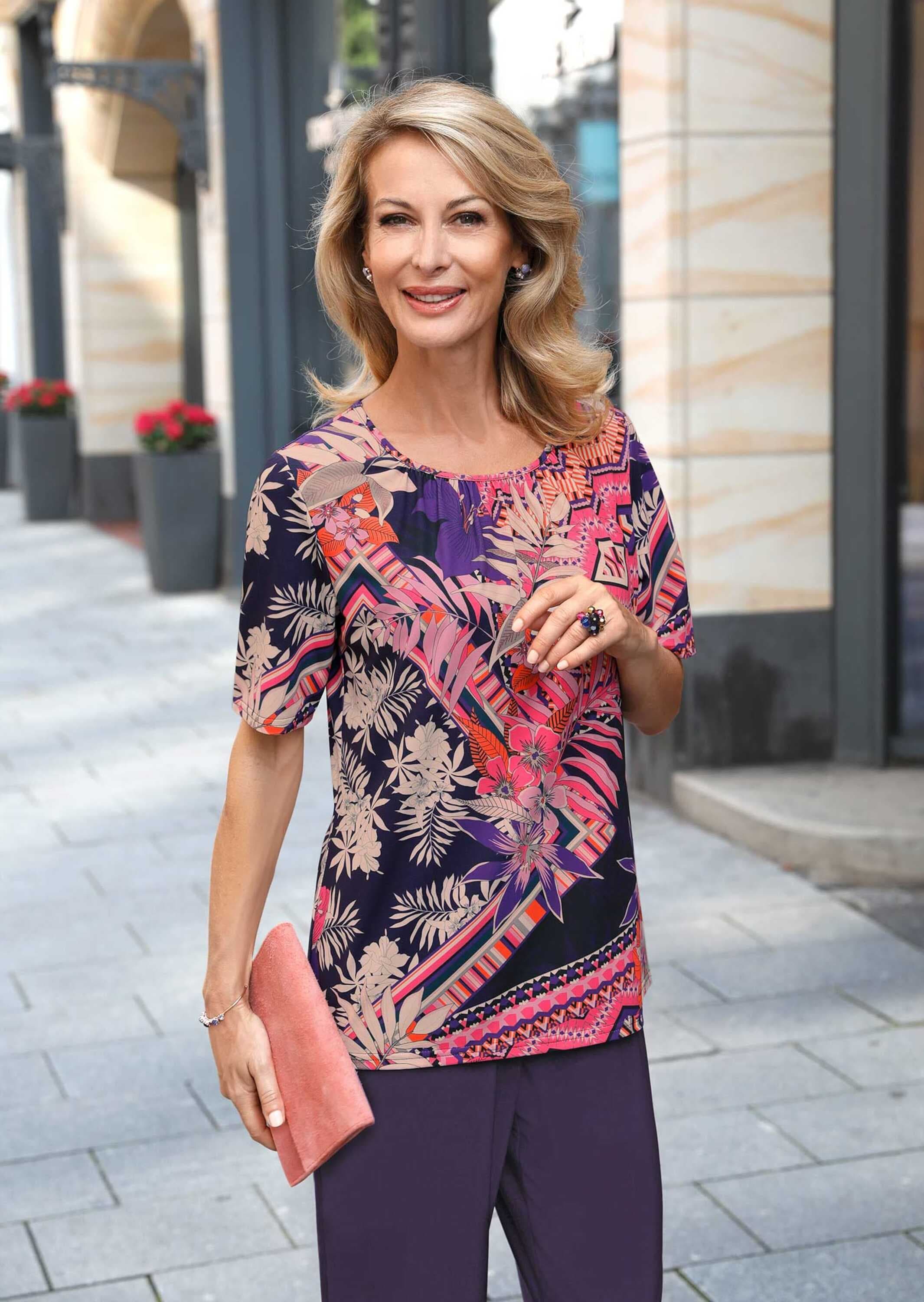 GOLDNER Print-Shirt »Kurzgröße Stretchbequemes Shirt mit Druck« Ohne