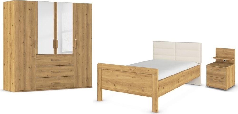 Rauch Schlafzimmer-Set »Komplettschlafzimmer Schlafzimmer EVELYN« Set, 3 Stk. tlg. Schrank und Bett in 2 Breiten, Nachttisch mit Paneel MADE IN...