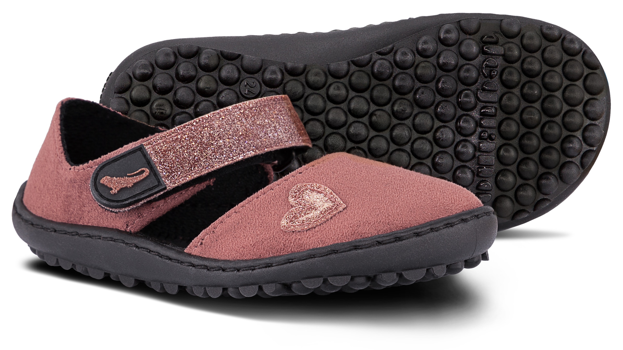 Leguano Barfußschuh »LEGUANITO JARINA«, Halbschuh, Bequemschuh mit Glitzer und Herzapplikation