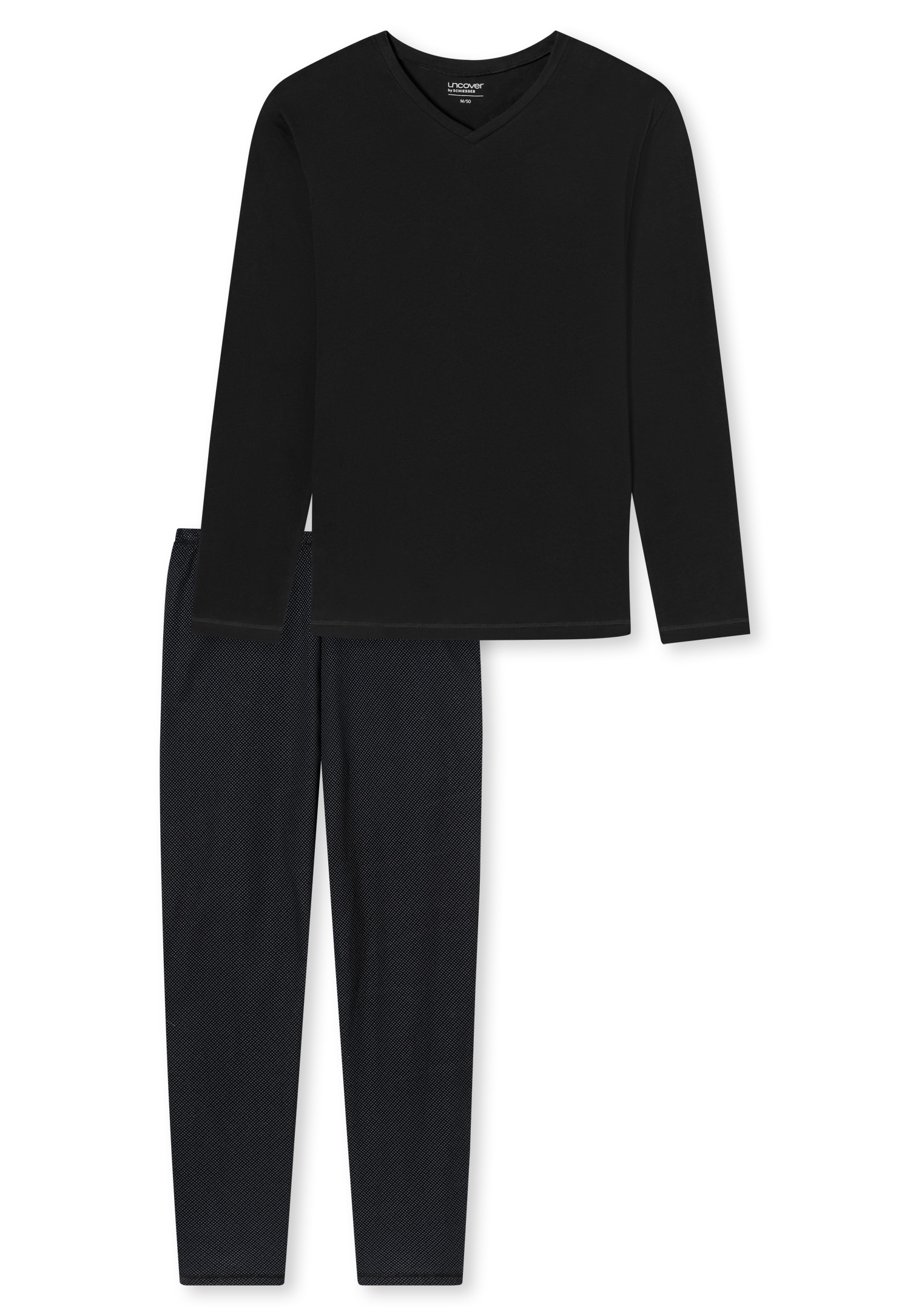 uncover by SCHIESSER Schlafanzug »Uncover Nightwear« 2 tlg. Single Jersey-Qualität, Langarm, V-Ausschnitt, weich