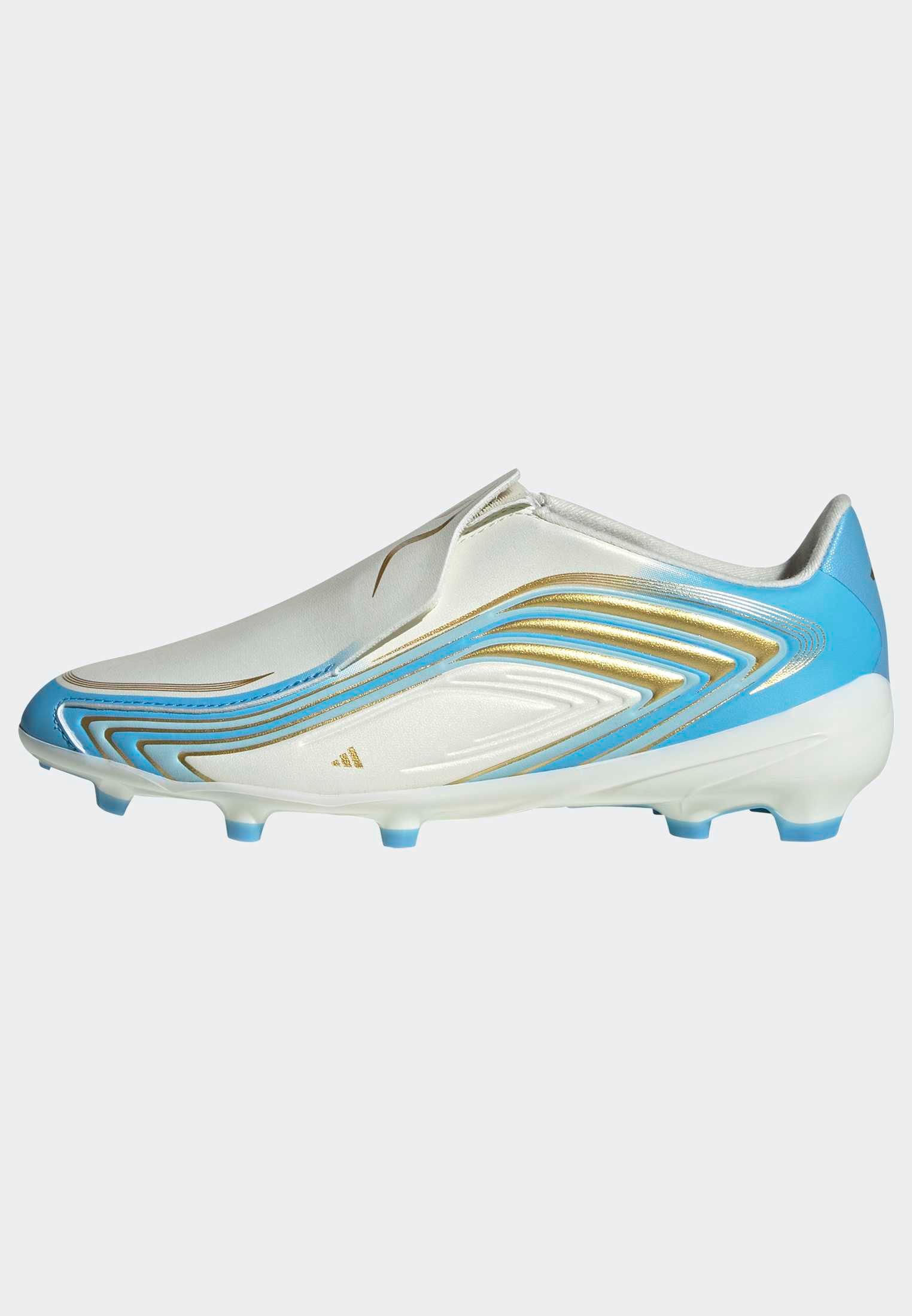 adidas Performance Fußballschuh »F50 MESSI LEAGUE KIDS , FESTE BÖDEN, OHNE SCHNÜRSENKEL«  Außensohle für Rasen und feste Böden, für Jugendliche & Kinder