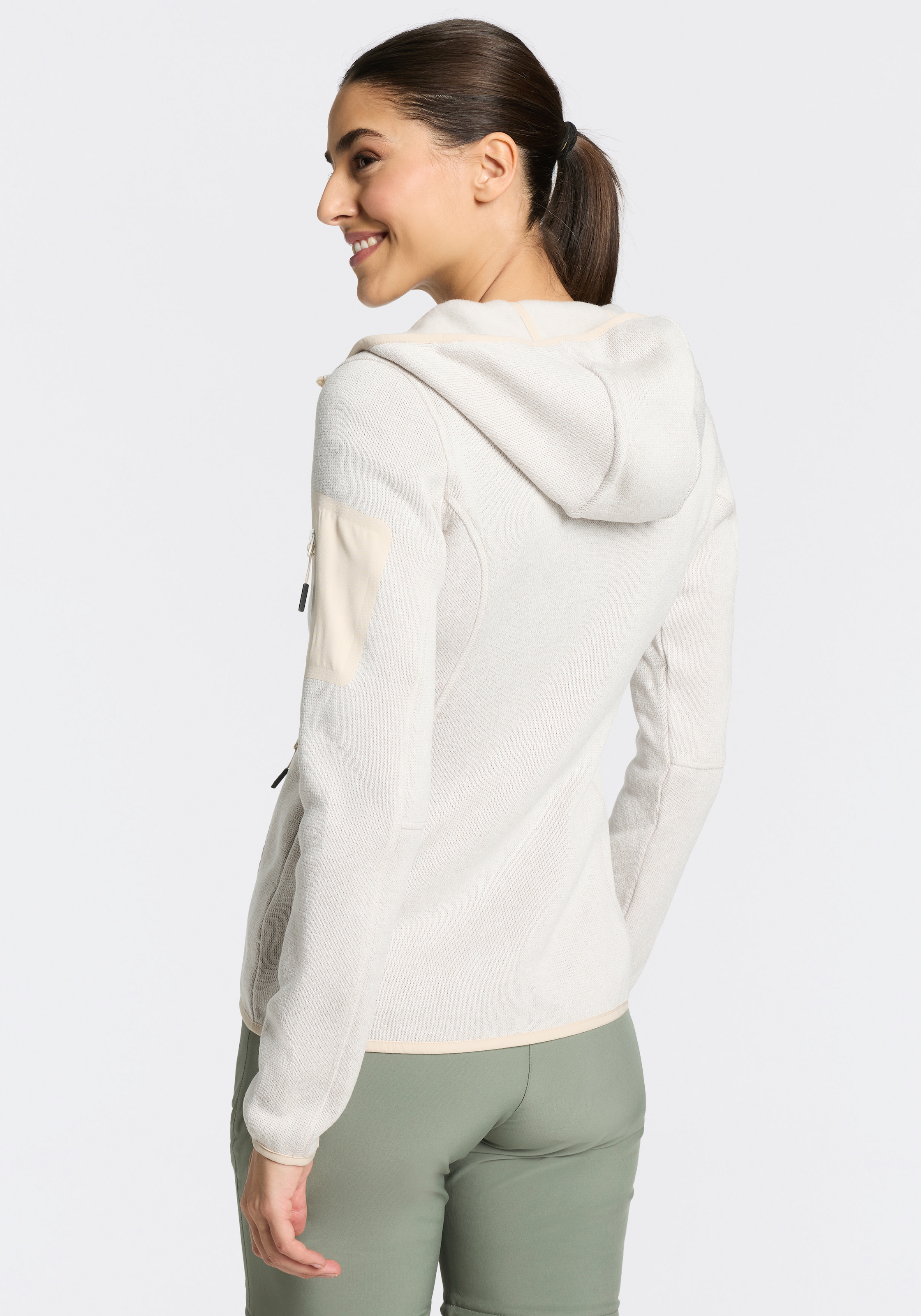 CMP Strickfleecejacke »KNITTED MELANGE HOODY WOMAN HOODY JACKET« mit Kapuze Ünbergangsjacke für Outdoor-Aktivitäten, mit Kapuze, atmungsaktiv