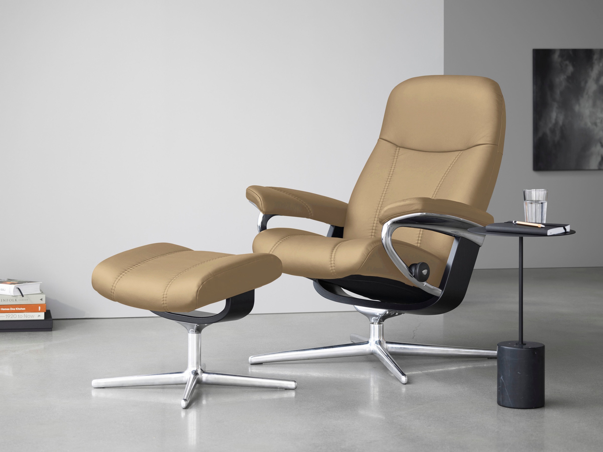 Stressless® Fußhocker »Consul«, mit Cross Base, Größe S, M & L, Holzakzent Schwarz