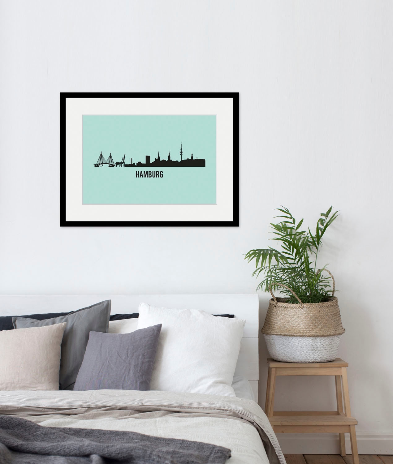 queence Bild »Hamburg Skyline«, Städte-Stadt-Deutschland-Gebäude-Hamburg-Schwarz-Weiß, (1 St.), HD Premium Poster-Druck inkl. Holzrahmen