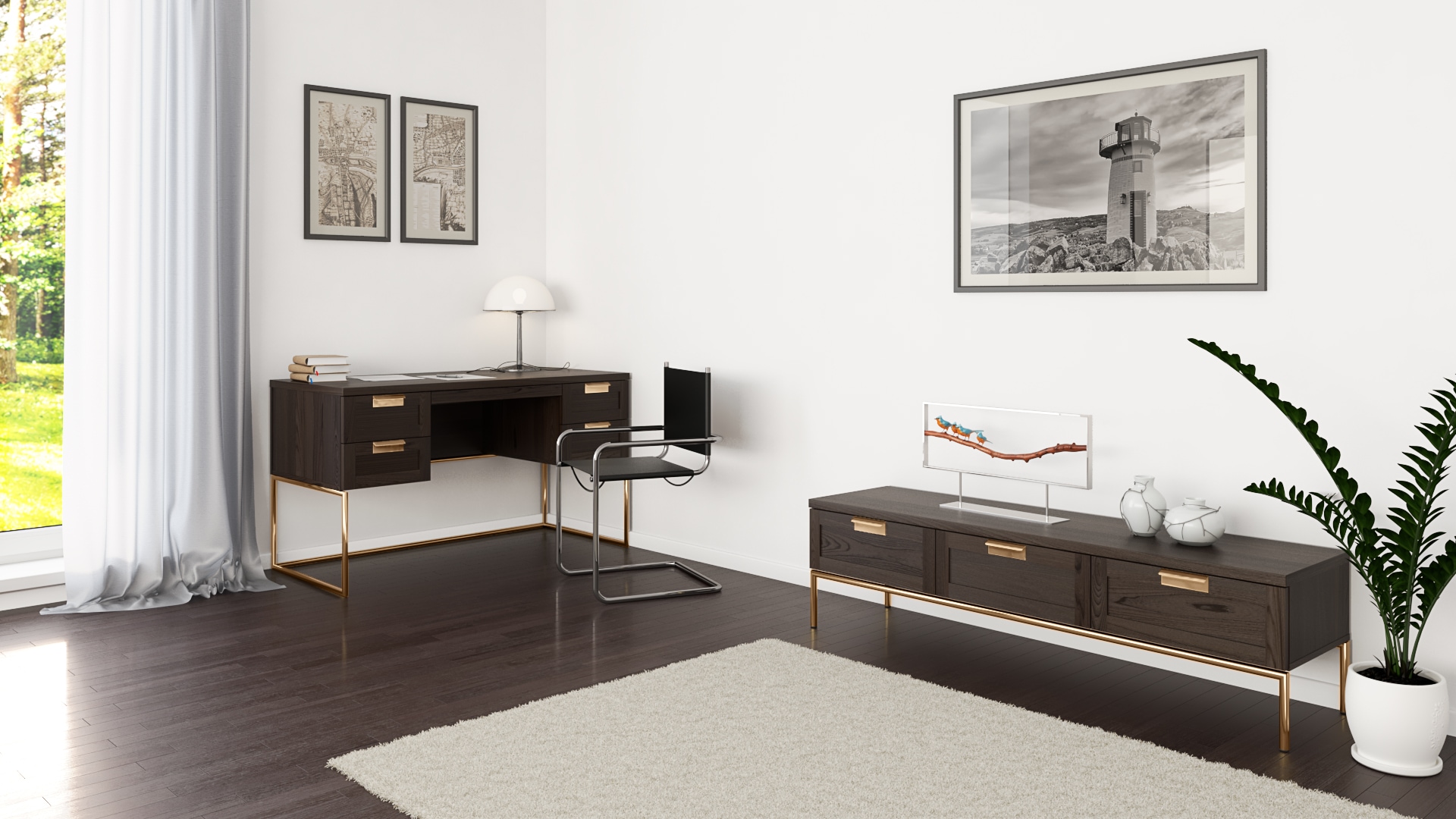 Woodman Schreibtisch »Pimlico«, Holzfurnier aus Eiche