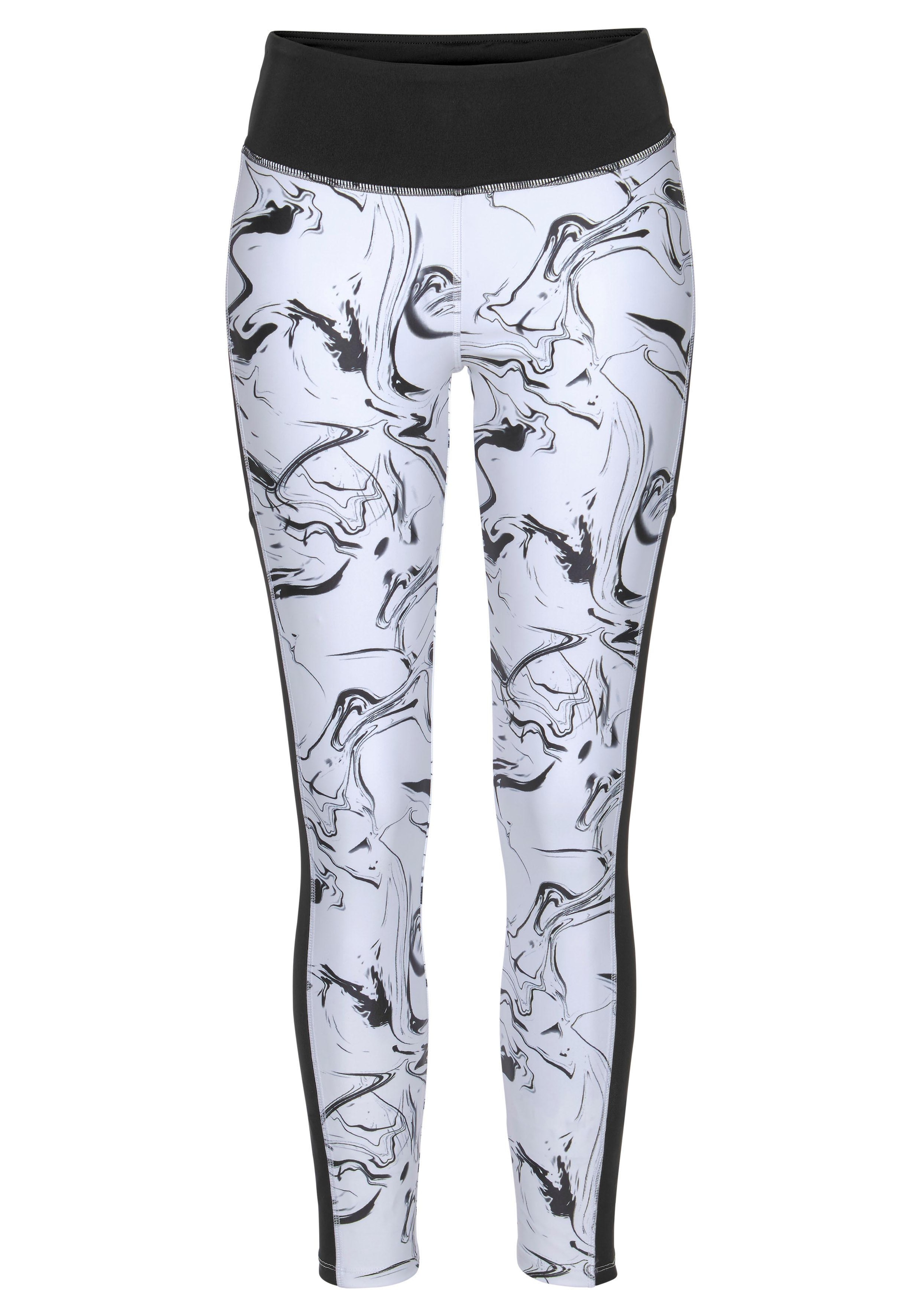 LASCANA ACTIVE Leggings »-Sporthose White Marble«, im Marmor-Muster mit Seitenstreifen