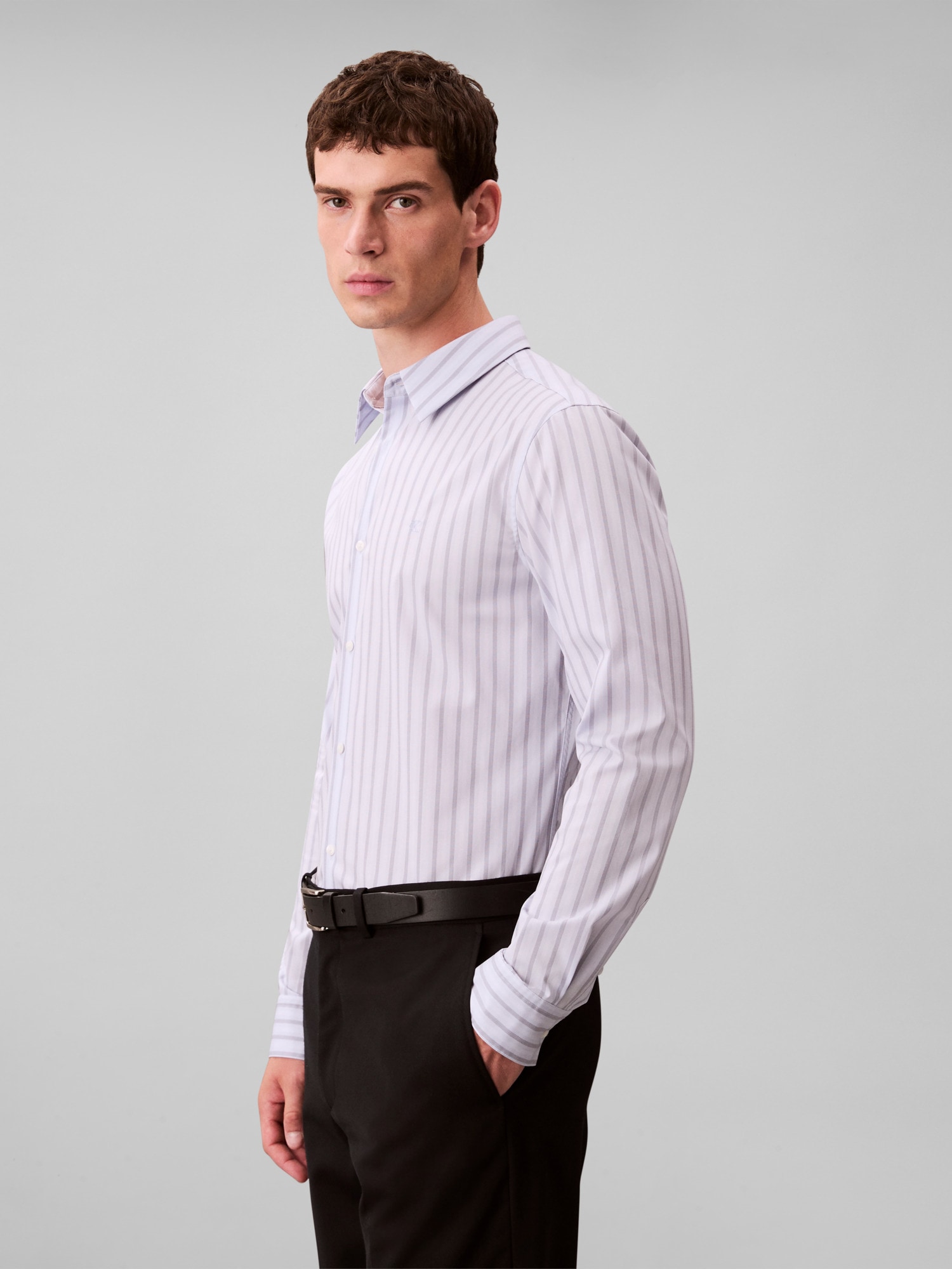Calvin Klein Businesshemd »LS MULTI STRIPE STRETCH SLIM SHI«, Mit Rundhalsausschnitt, slim fit