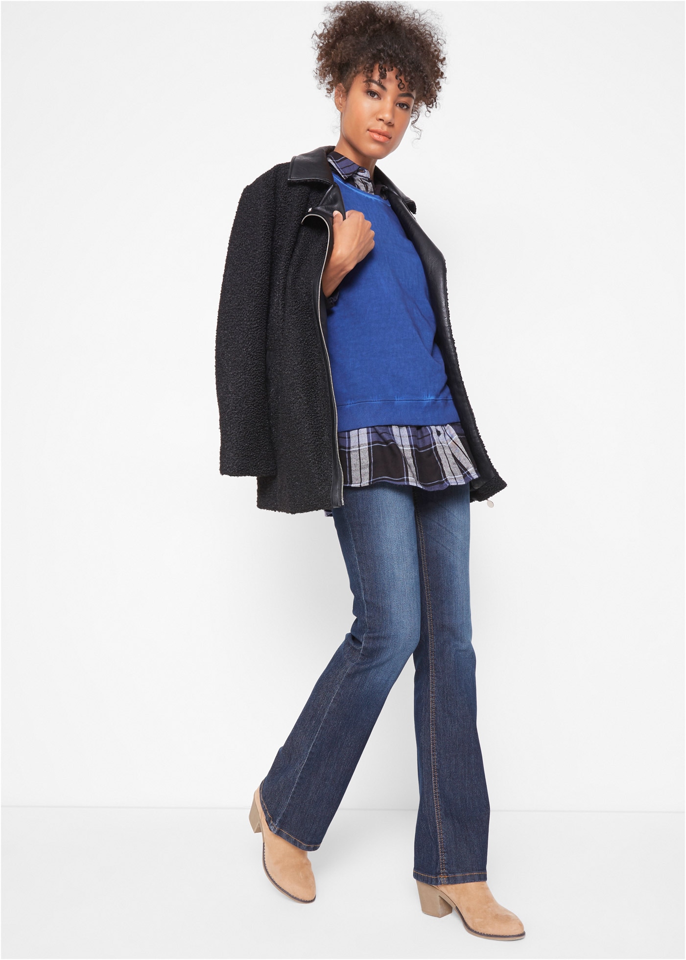 bonprix Bootcut-Jeans »Bootcut-Jeans Mid Waist, Komfort-Stretch« Regular Fit Passform, im klassischen 5-Pocket-Stil