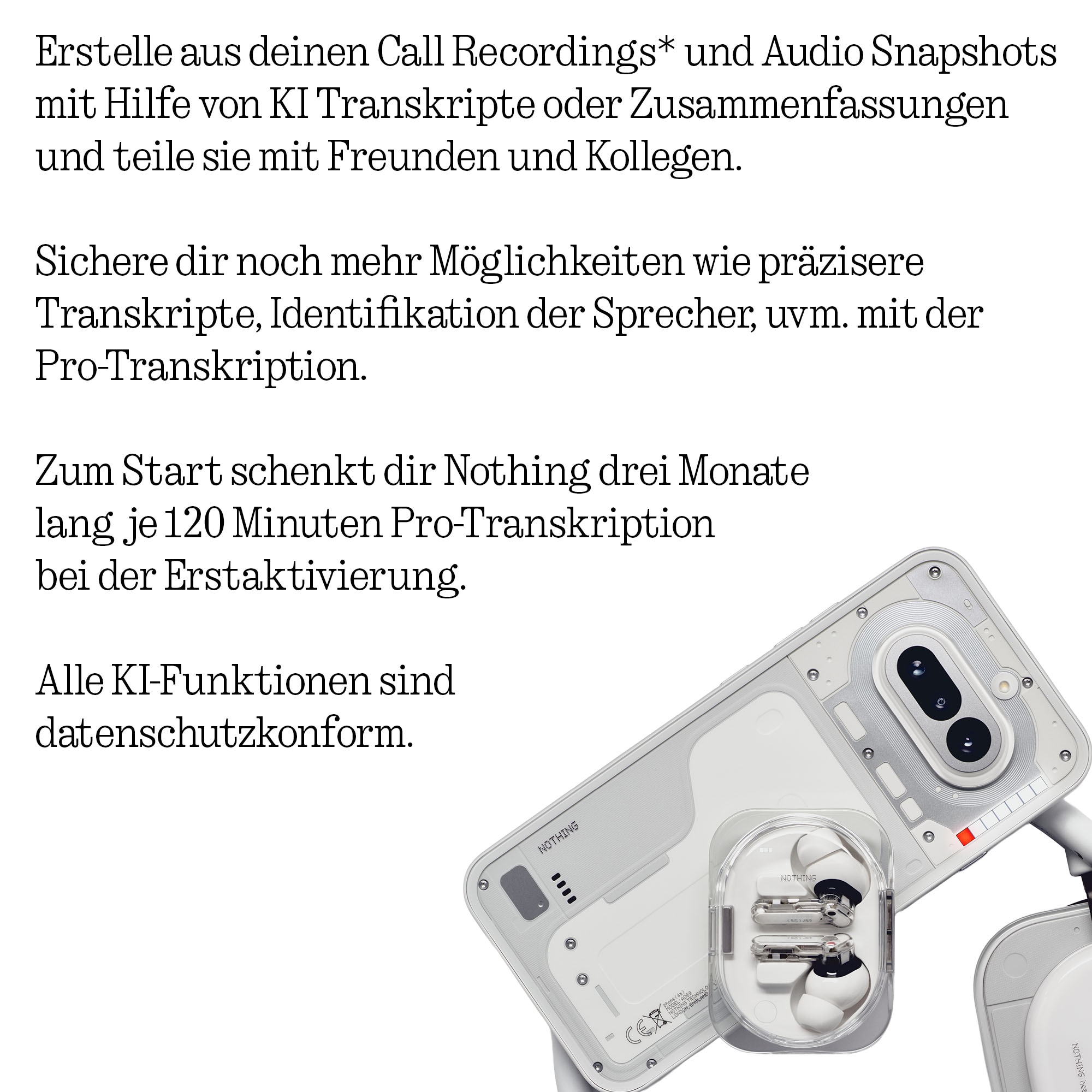NOTHING wireless In-Ear-Kopfhörer »Ear (3a)« Bluetooth Active Noise Cancelling (ANC)