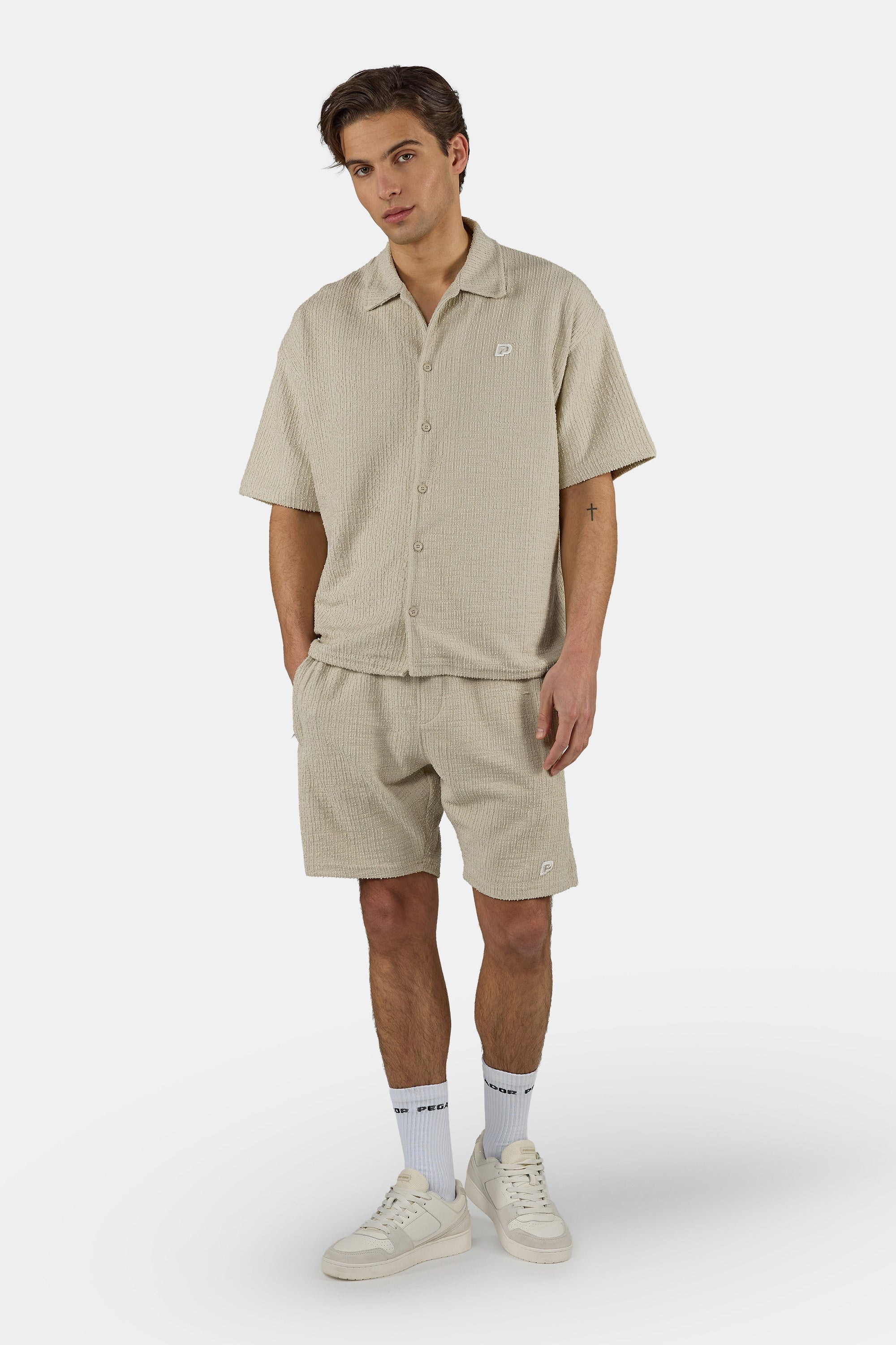 PEGADOR Kurzarmshirt »Libco Structured Knit Shirt« Materialmix, regular fit