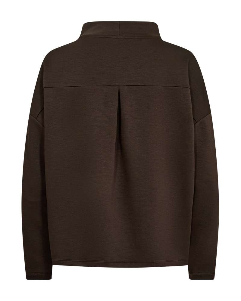 FREEQUENT Langarmshirt mit Stehkragen / Viskose-Stretch
