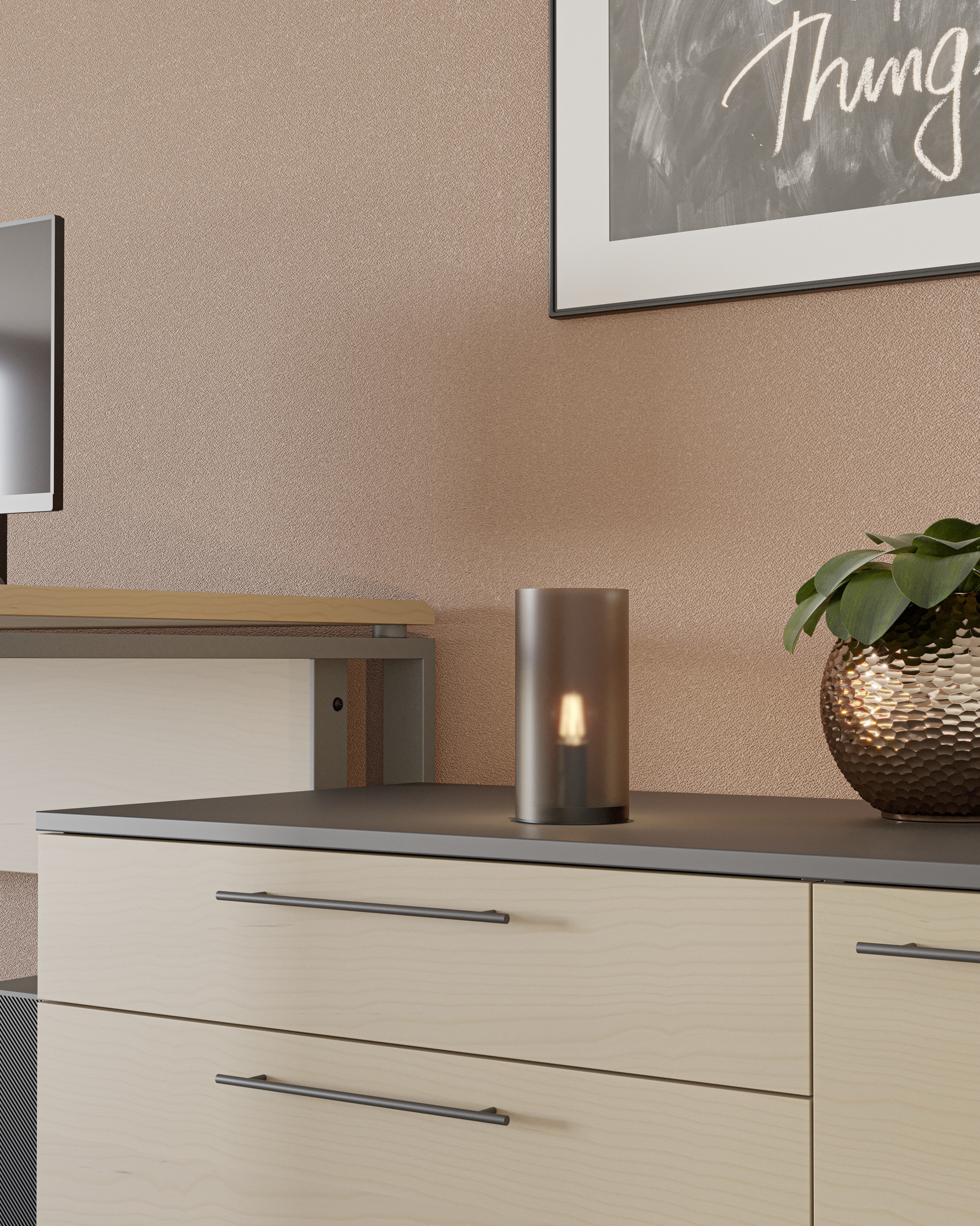 EGLO Tischleuchte »GEO Tischlampe - E14 - 1X40W - IP20 - zylinderförmig« E14 1 Stk. Nachttischlampe, Ø10 x H20 cm, sandfarben, Schlafzimmerlampe