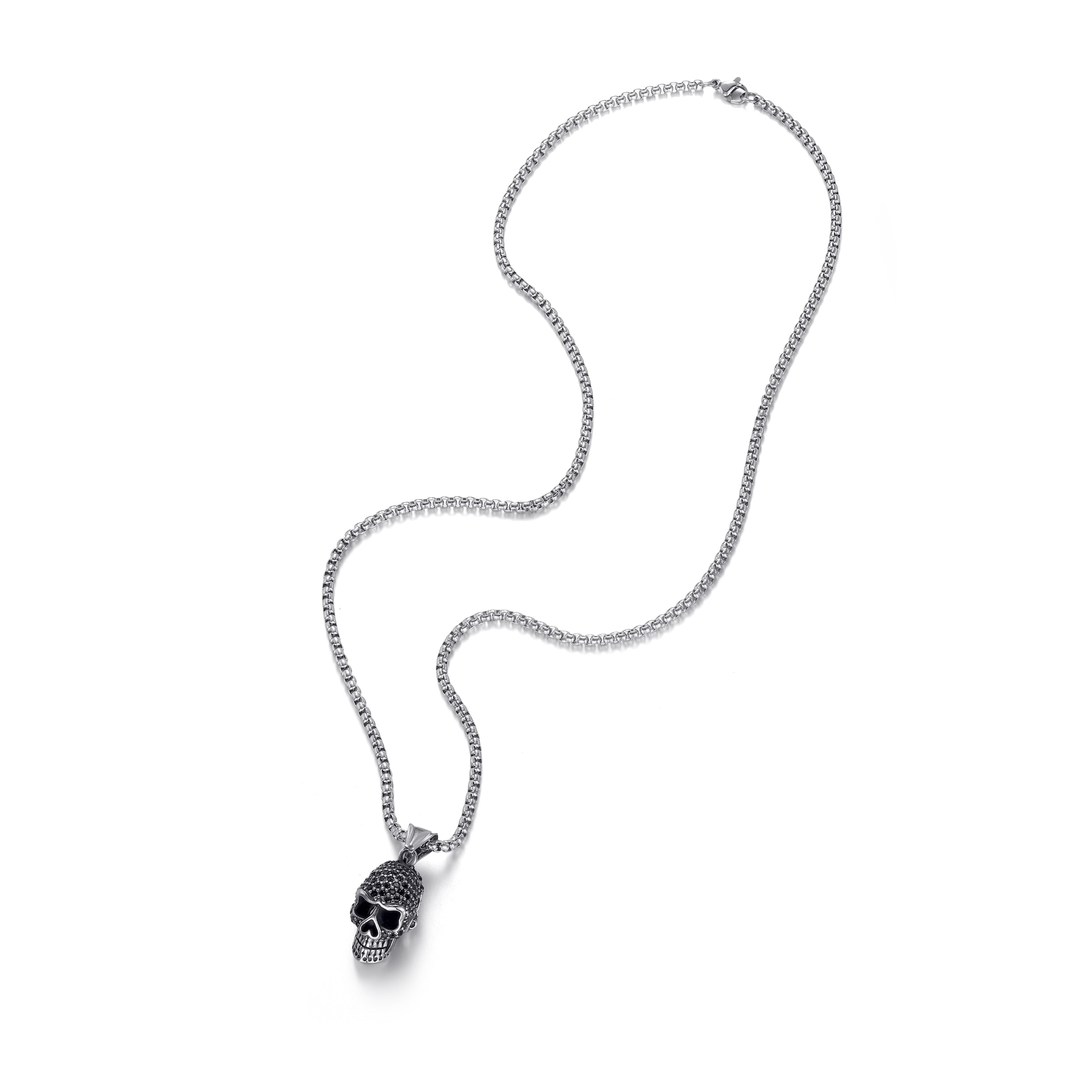 Firetti Kette mit Anhänger »Schmuck Geschenk Edelstahl Halsschmuck Halskette Totenkopf Skull« mit Zirkonia (synth.)