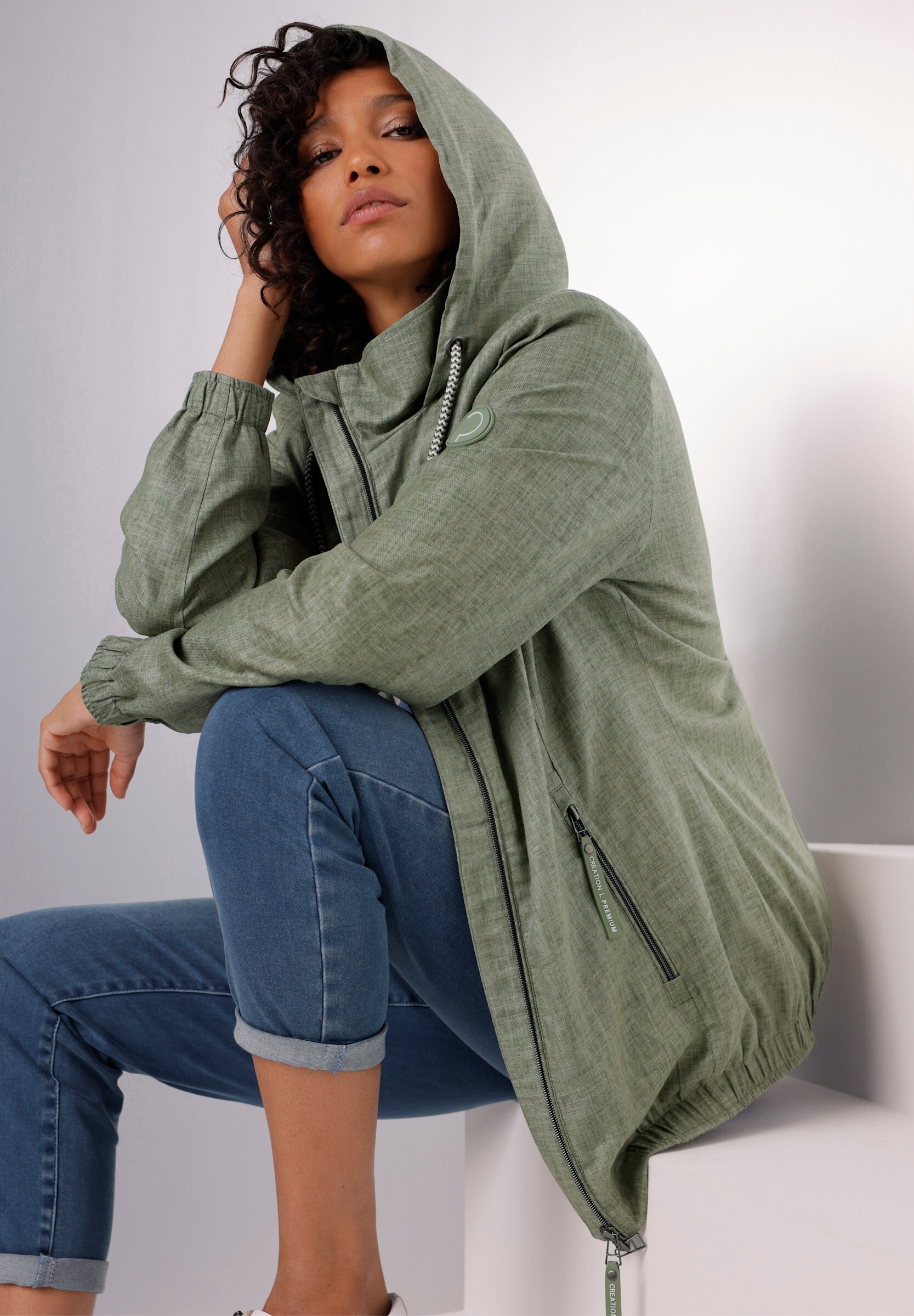 creation L Funktionsjacke »Viskose-Leinen-Jacke Jacke« mit Kapuze
