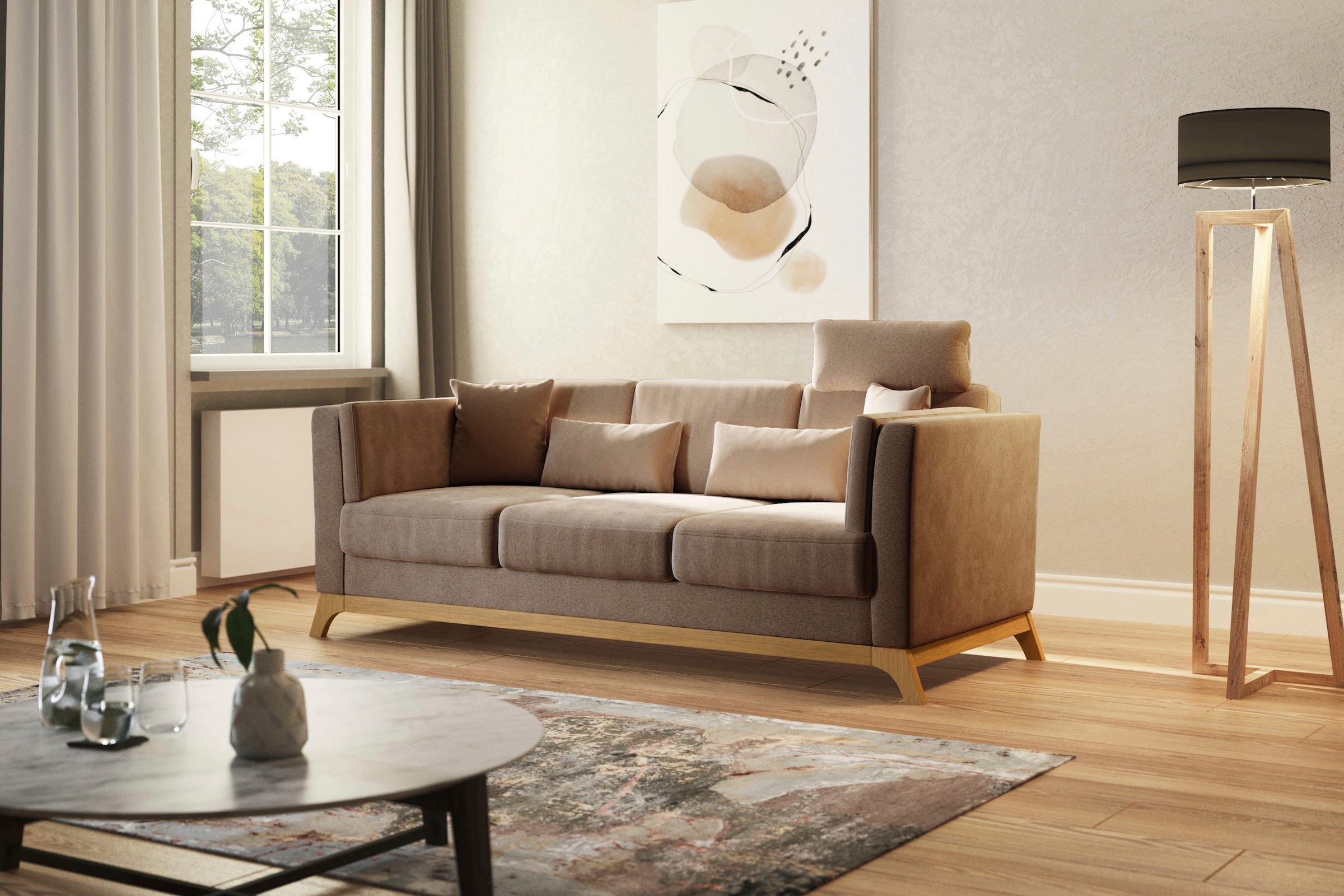 Home affaire 3-Sitzer »Viva« mit Holzrahmen aus Eiche