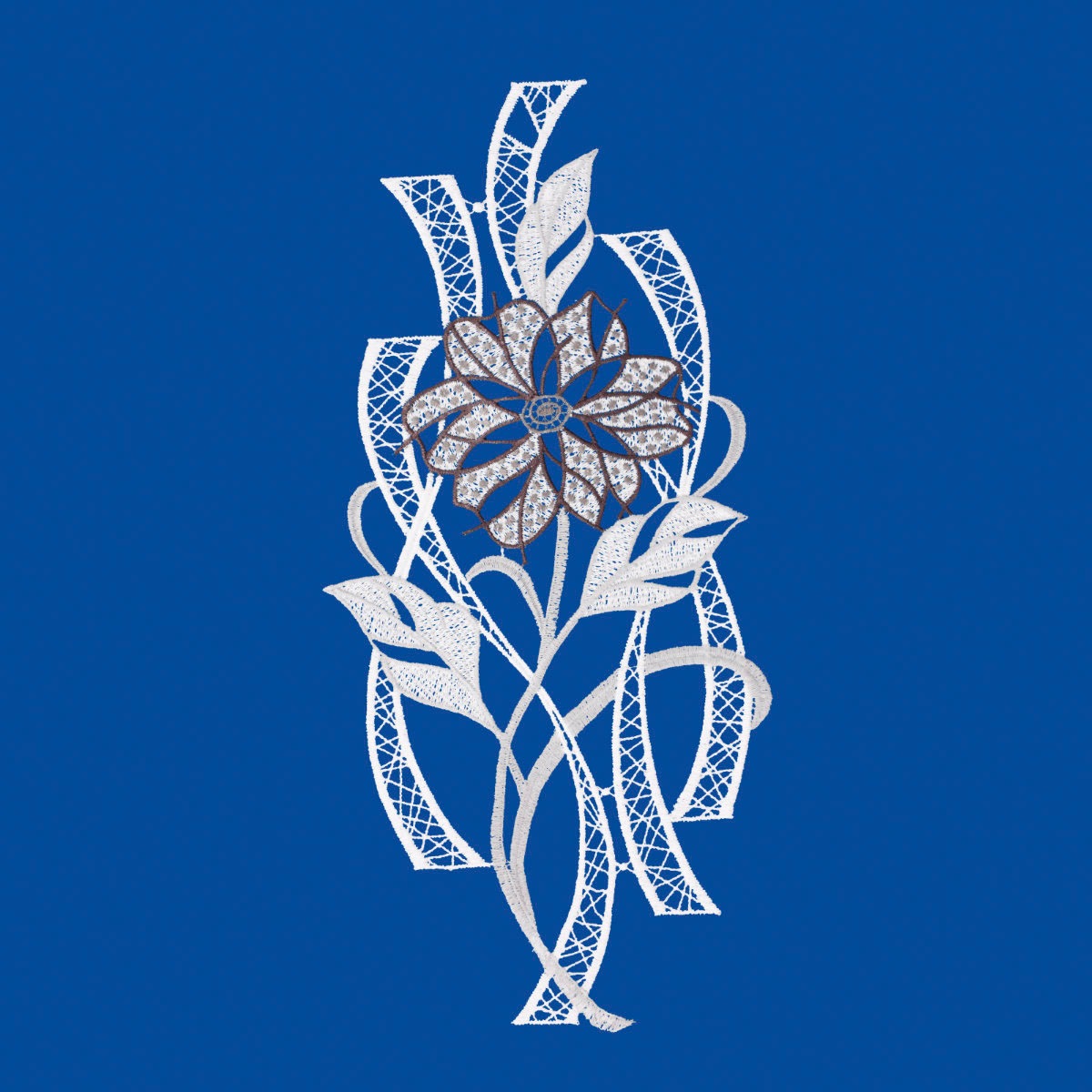 W. Reuter & Sohn - Plauener Spitze® Fensterbild »Fensterbild "Moderne Blüte" farbig«