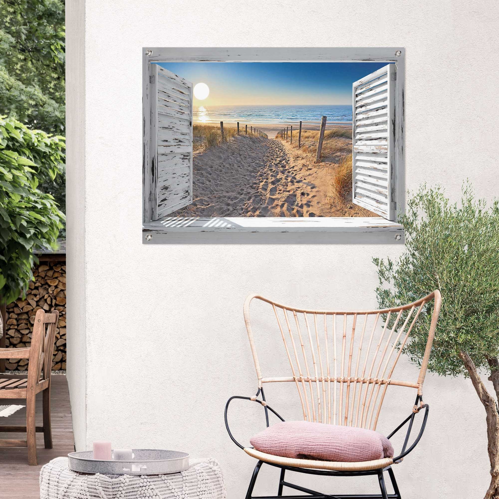 Reinders! Poster »Dünenpfad durch das Fenster«, Outdoor für Garten oder Balkon