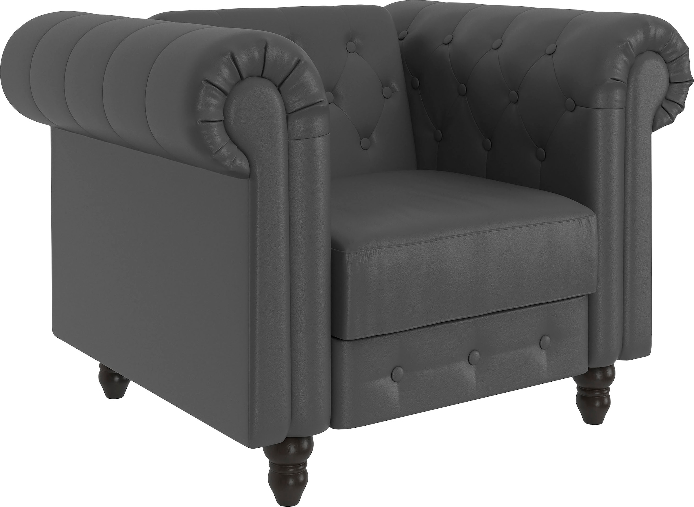 Dorel Home Chesterfield-Sessel »Felix«, mit Rückenlehne 3-fach verstellbar, Beine Massivholz, Sitzhöhe 46 cm