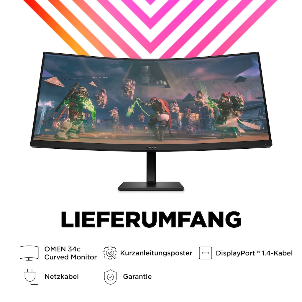 HP Curved-Gaming-Monitor »OMEN 34c (HSD-0159-A)«, 86,4 cm/34 Zoll, 3440 x 1440 px, WQHD, 1 ms Reaktionszeit, 165 Hz