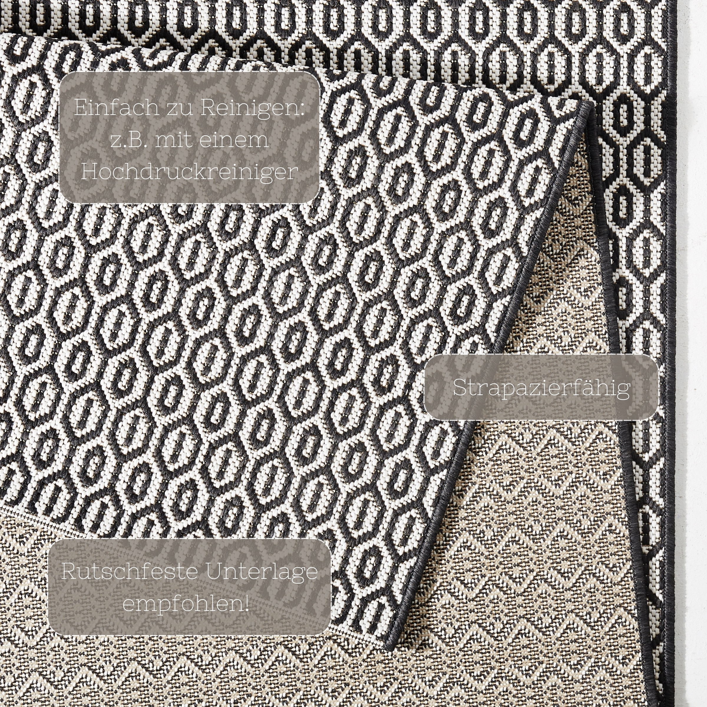 NORTHRUGS Teppich »Coin«, rechteckig, 8 mm Höhe, In-& Outdoor, Wetterfest, Balkon, Sisal-Optik, Wohnzimmer, Läufer