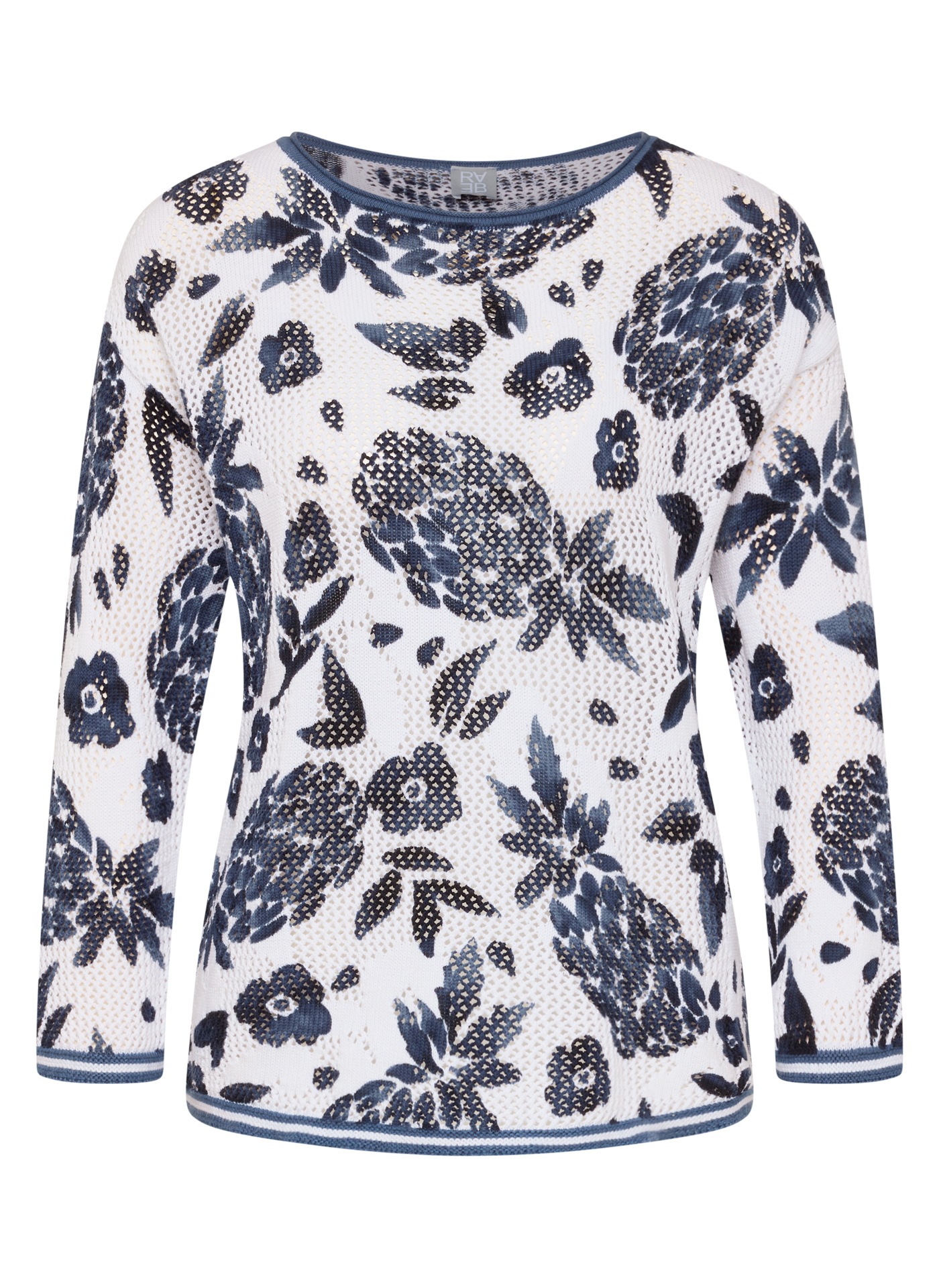 Rabe 3/4 Arm-Pullover im Häkel-Look