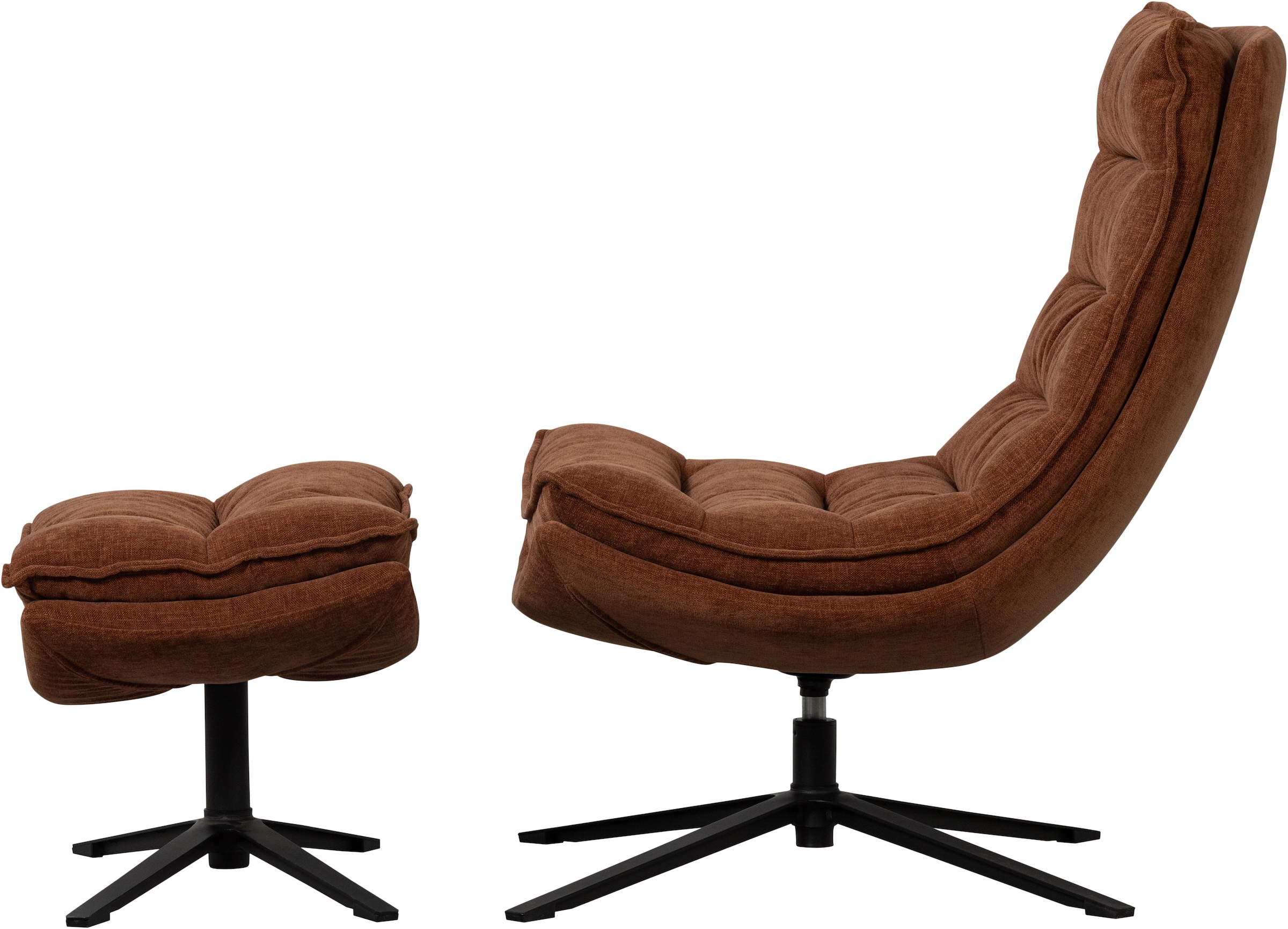 WOOOD Drehsessel »Kube mit Drehmechanismus inkl. Hocker B 74 x T 89 x H 100 cm« Newt-Chenillebezug, Hohe Verschleißfestigkeit, Tragkraft 120 kg