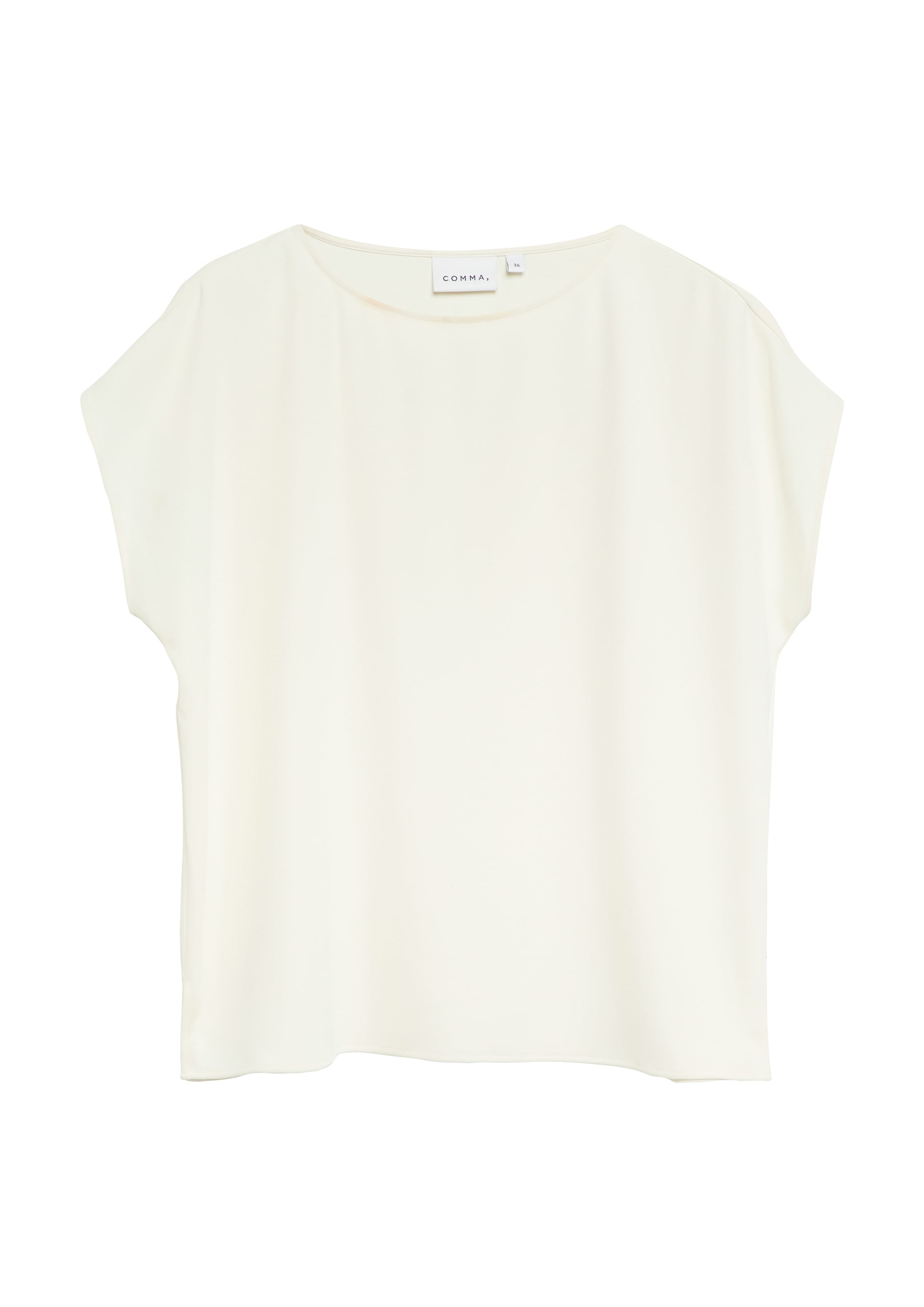 Comma Kurzarmbluse Sommerbluse - unifarben - mit Stretch