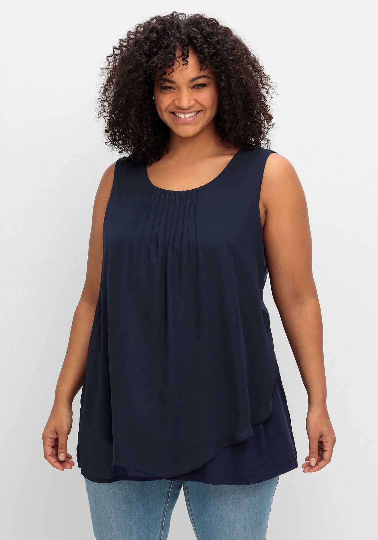 Longtop »Top mit Chiffon und blickdichtem Jersey«, mit Chiffon und blickdichtem Jersey