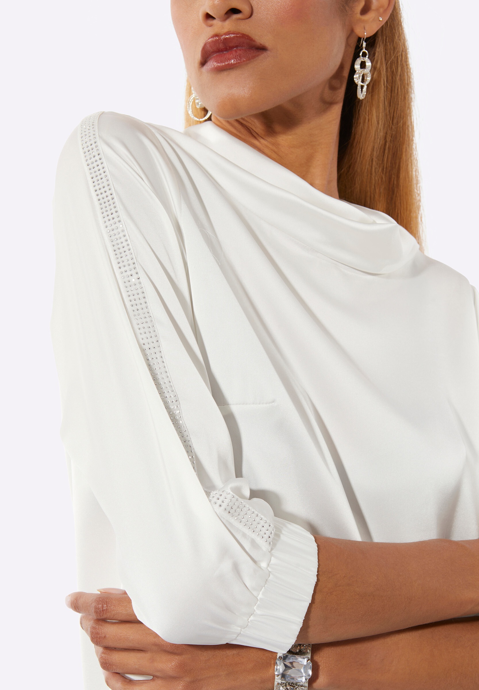 creation L Schlupfbluse »Satin-Bluse Satinbluse mit modischem Kragen«