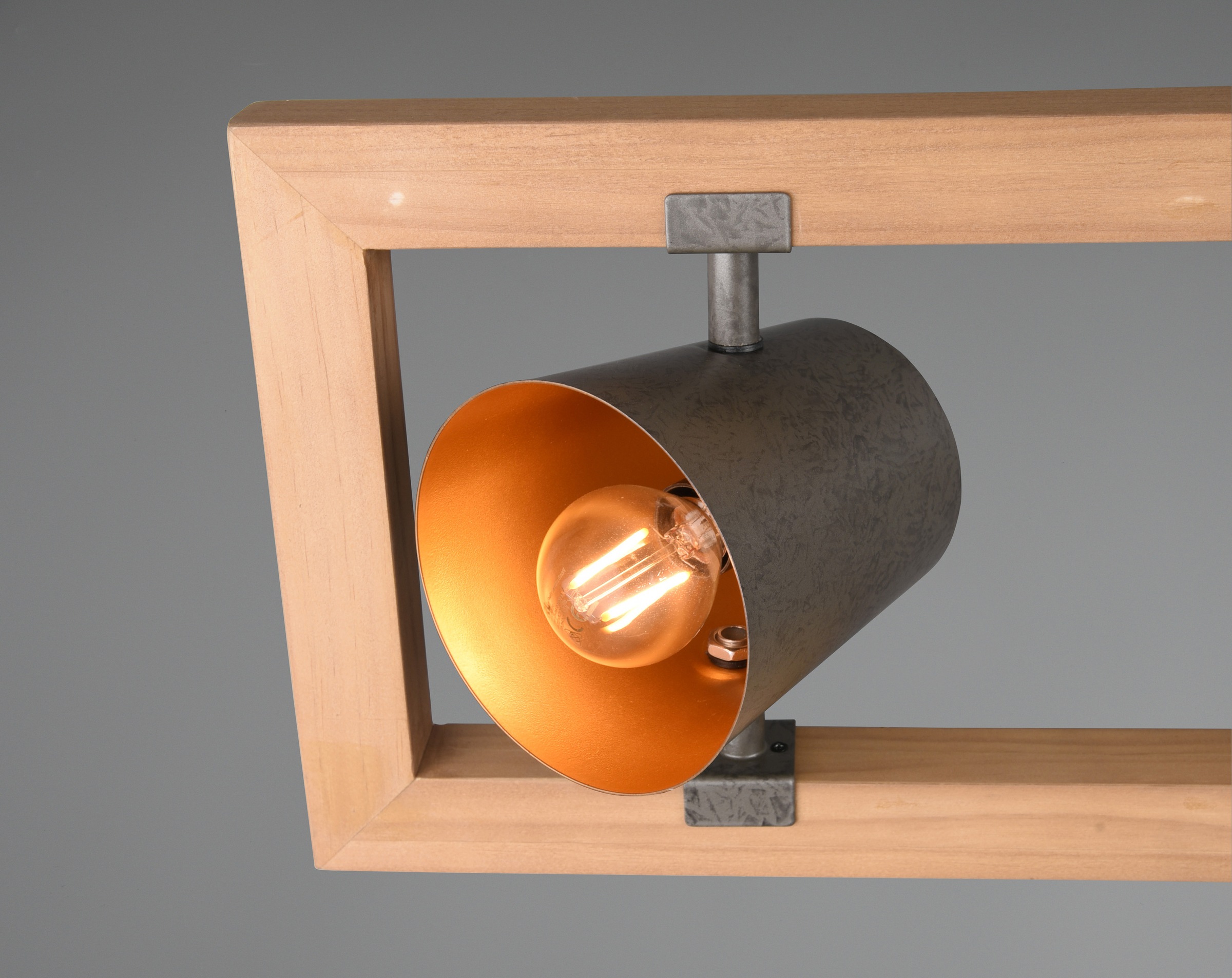 TRIO Leuchten Pendelleuchte »Bell«, 4 flammig-flammig, aus Holz mit Schirmen in Glocken-Design / Schirme nickel antik Optik