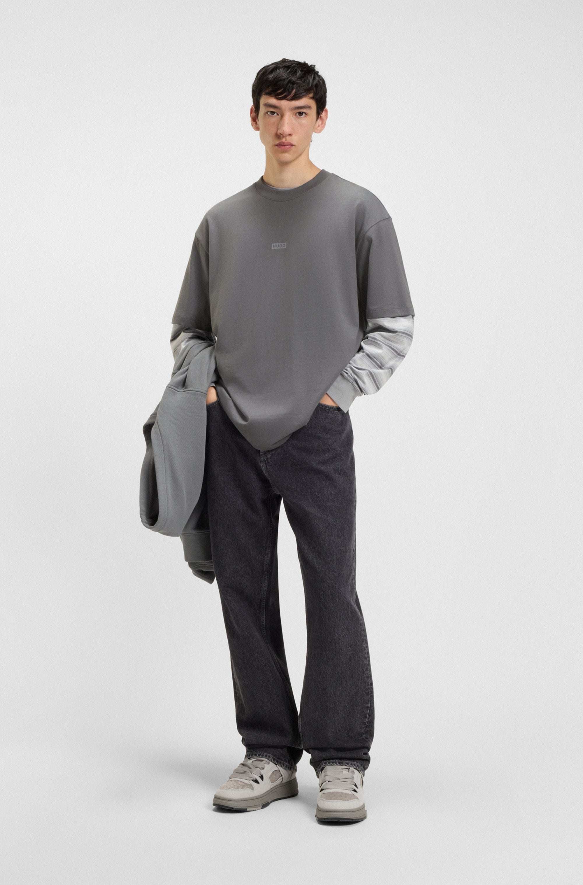HUGO Blue T-Shirt »Nalono«, mit Logodruck, Oversized Look mit Backprint