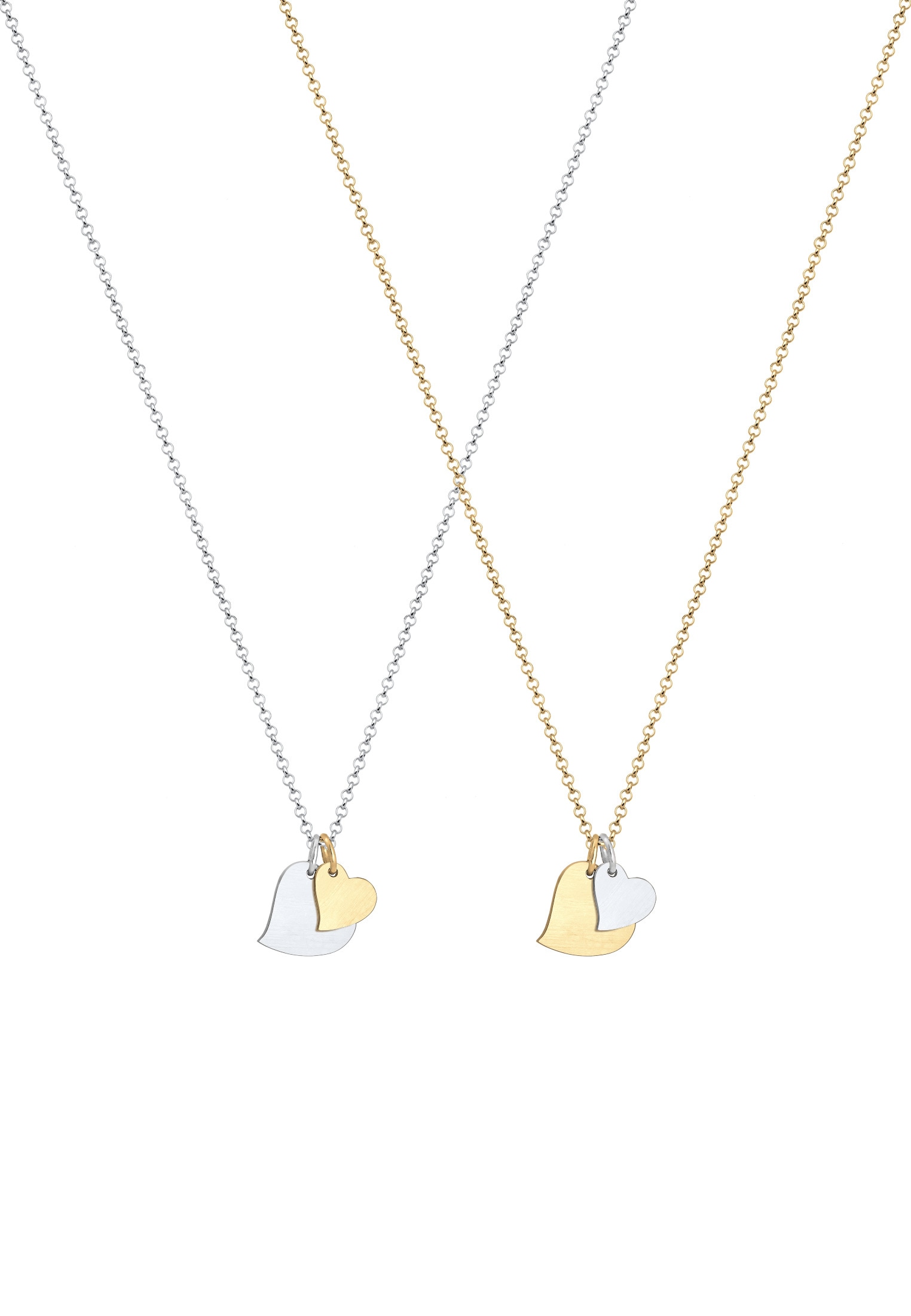 Elli Ketten-Set »Halskette Mutter Tochter Bi-Color Herzen 925 Sterling Silber vergoldet«