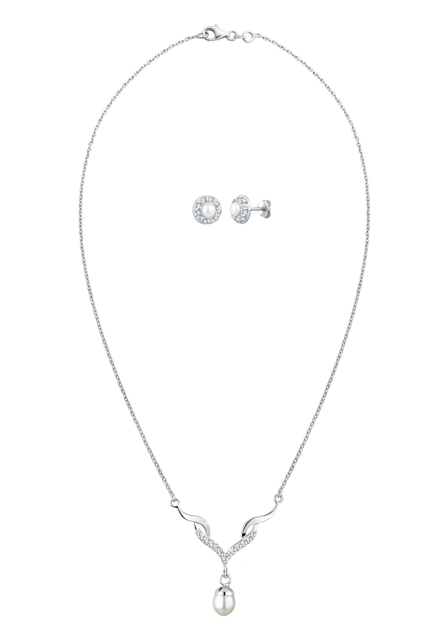 Elli Ohrring und Ketten Set »Schmuckset mit Kristalle und Süßwasserzuchtperle«