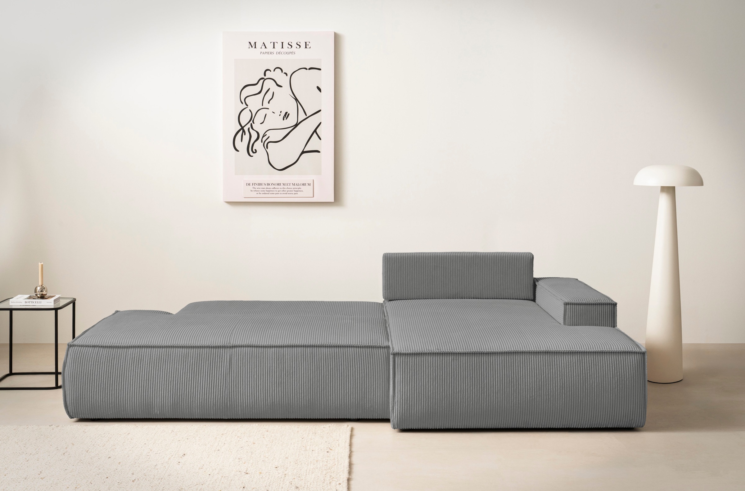 Home affaire Ecksofa »SHERWOOD,  Schlafsofa in L-Form offen (275cm), Cord, Leinenoptik« Schlaffunktion und Bettkasten, Kedernaht, hoher Sitz- & Liegekomfort,